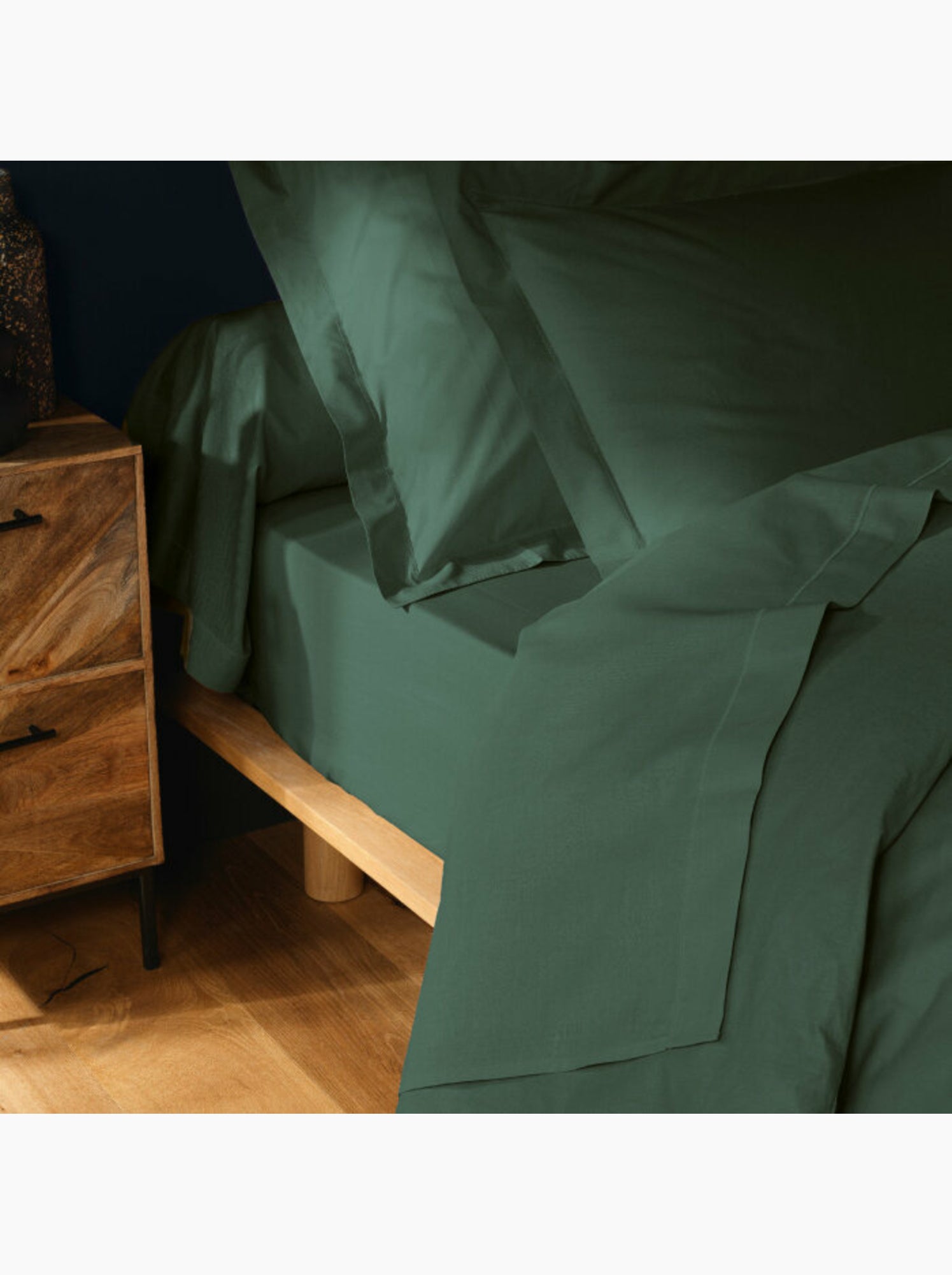Drap housse 1 personne coton 57 fils lina - Vert cèdre