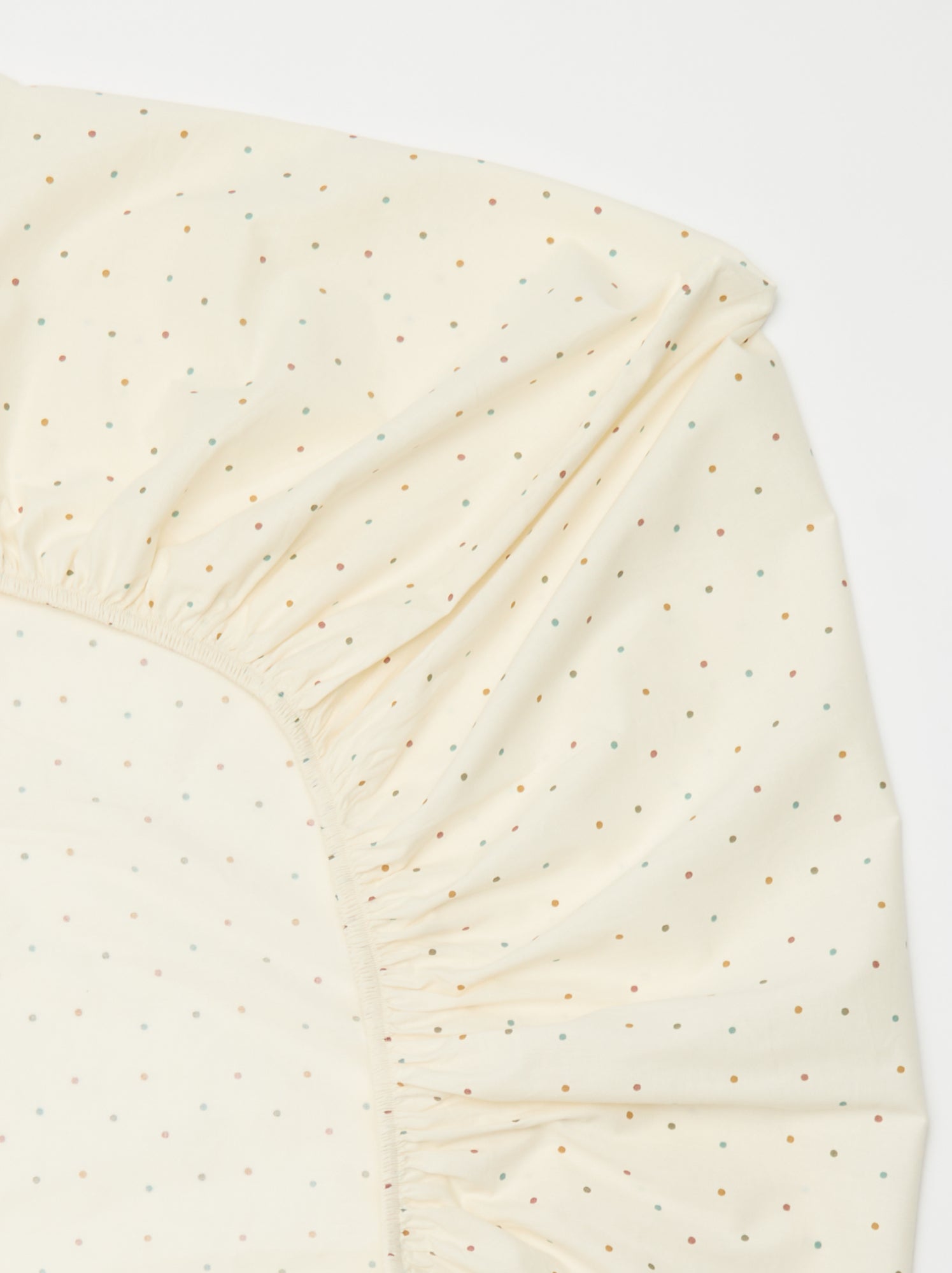 Drap housse 1 personnes 90 x 190 en coton - Beige à pois