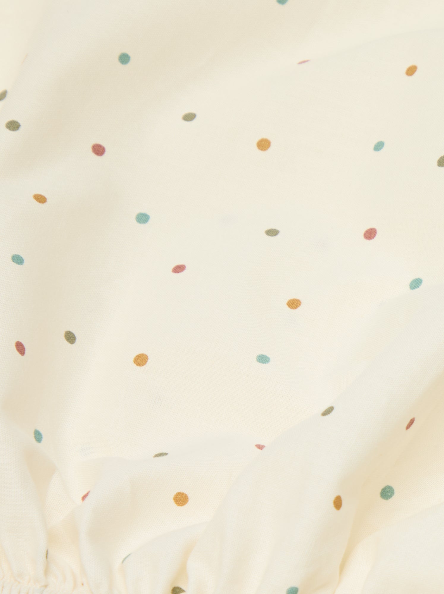 Drap housse 1 personnes 90 x 190 en coton - Beige à pois