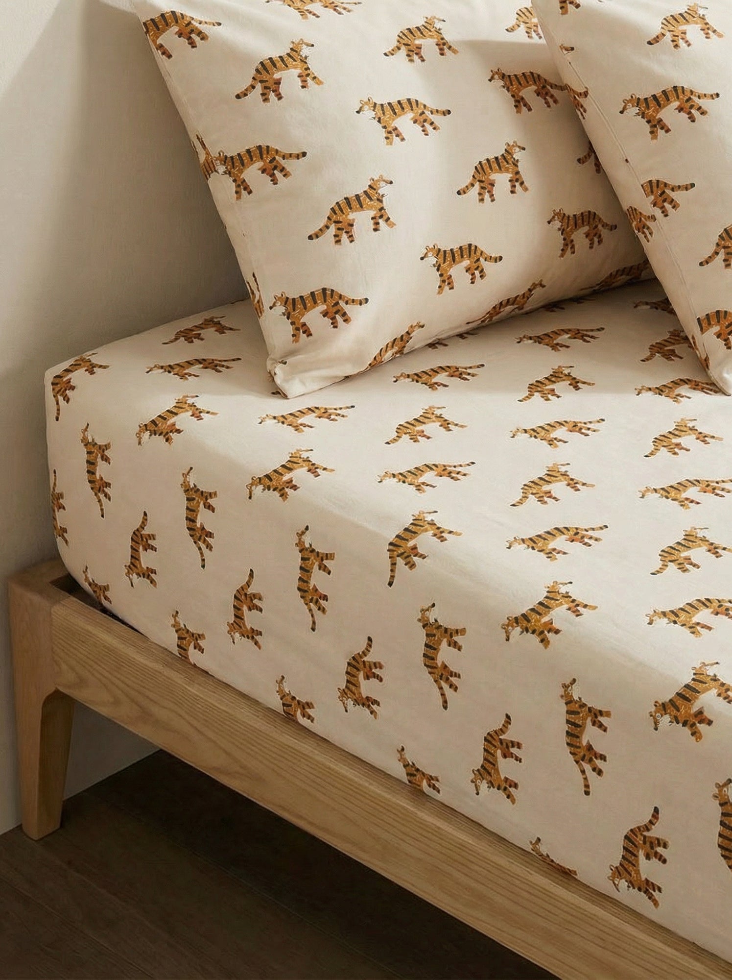 Drap housse 1 personnes 90 x 190 en coton - Beige