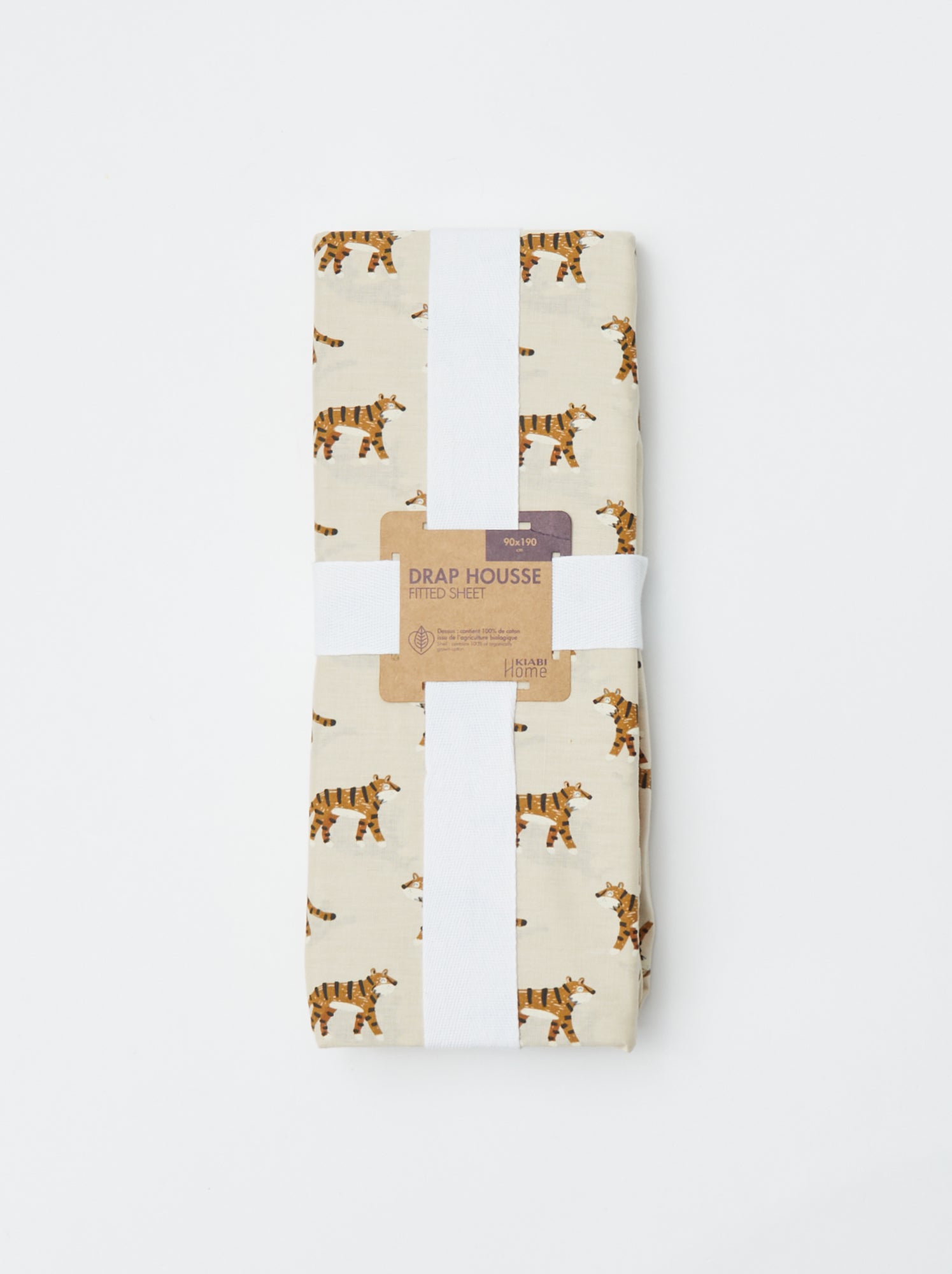 Drap housse 1 personnes 90 x 190 en coton - Beige
