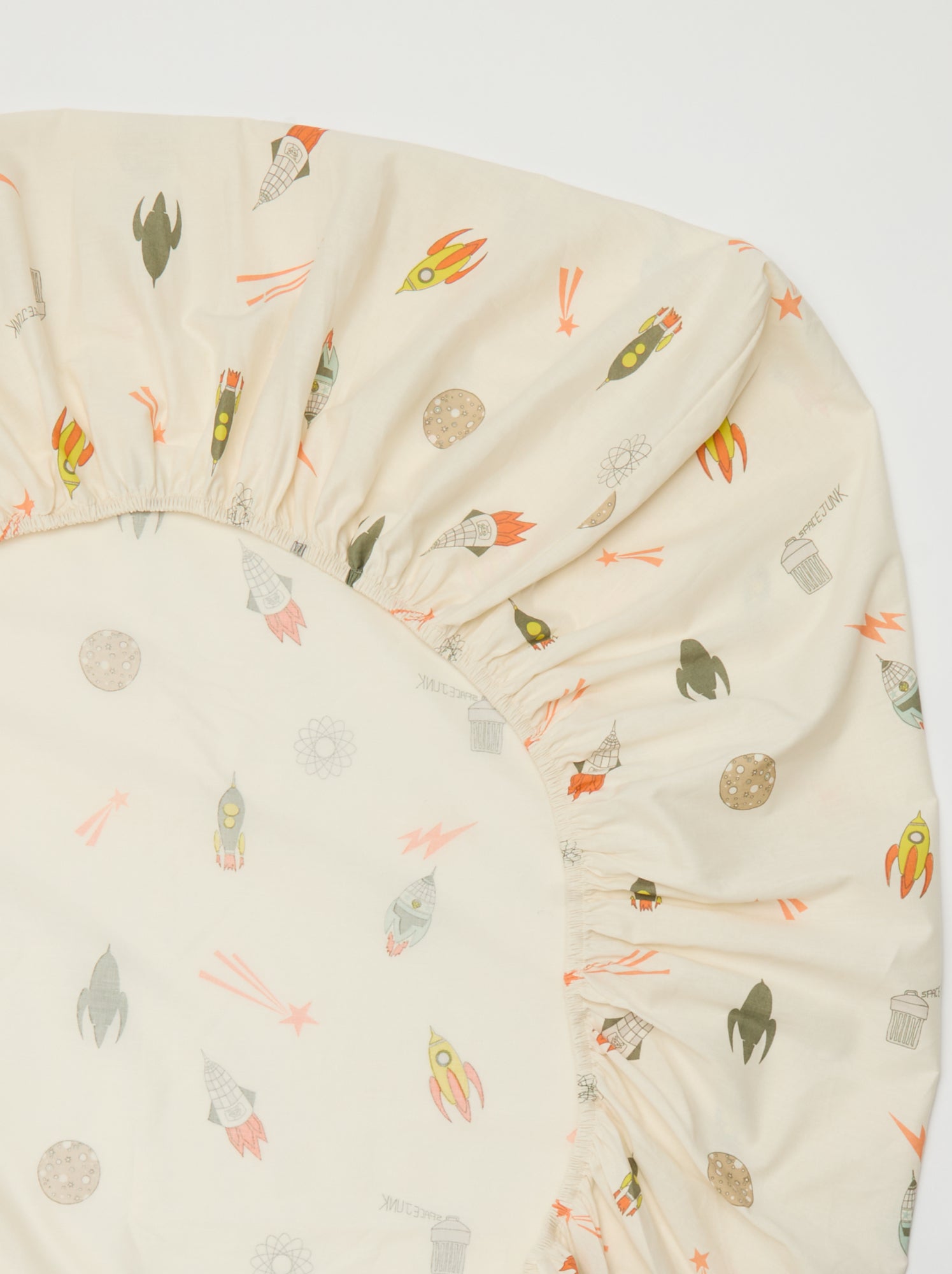 Drap housse 1 personnes 90 x 190 en coton - Beige imprimé