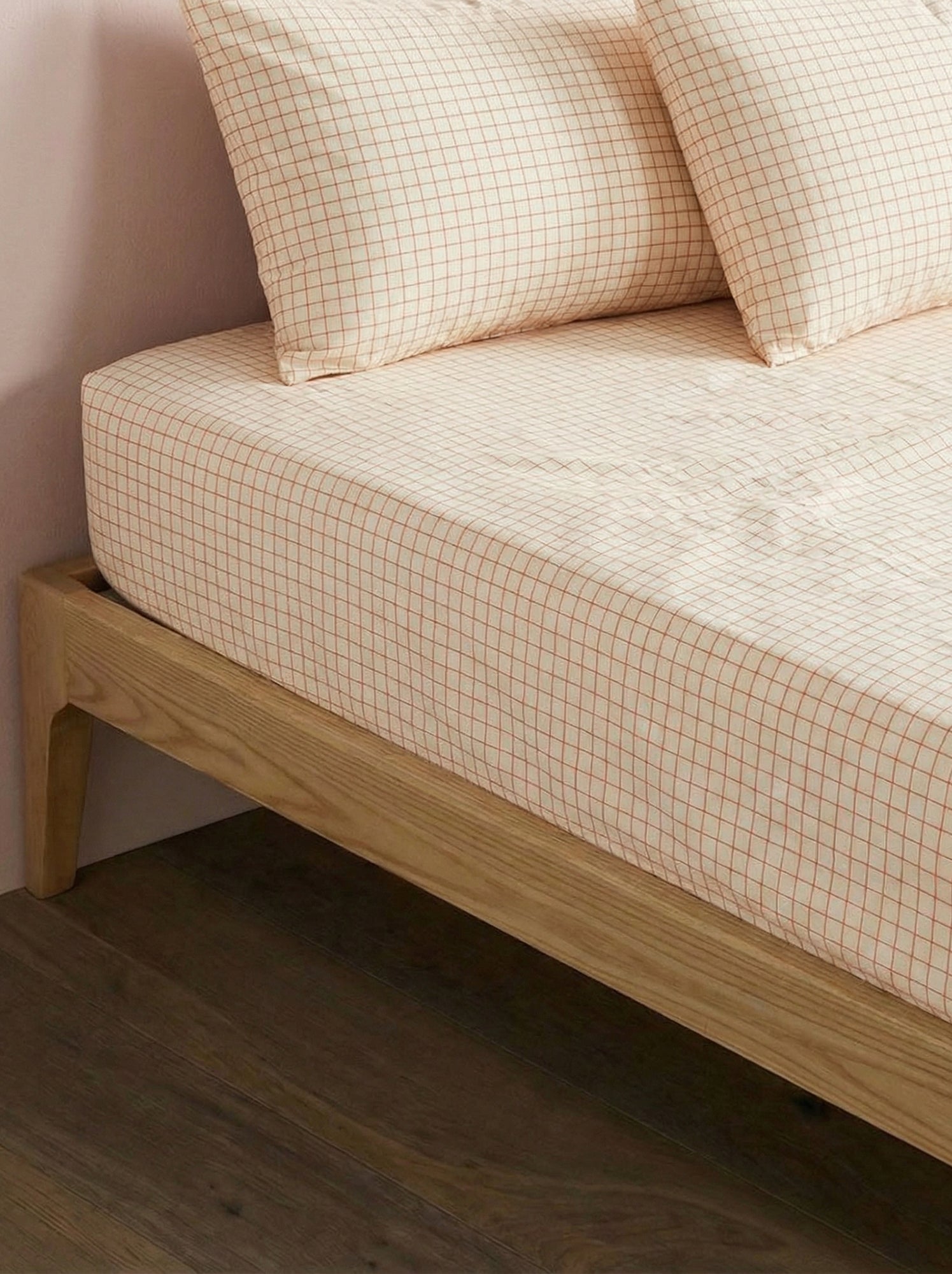Drap housse 1 personnes 90 x 190 en coton - Blanc/orange