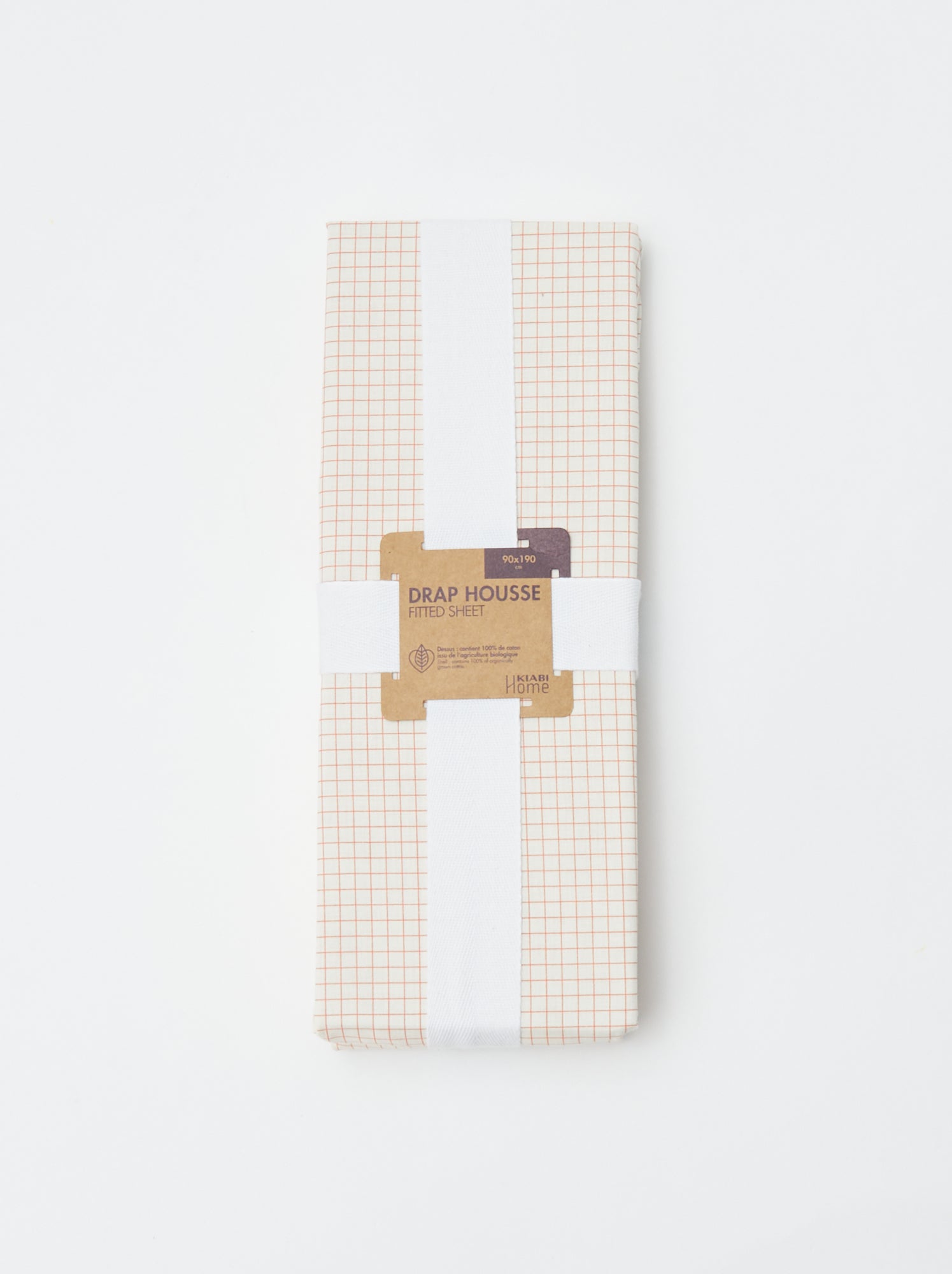 Drap housse 1 personnes 90 x 190 en coton - Blanc/orange