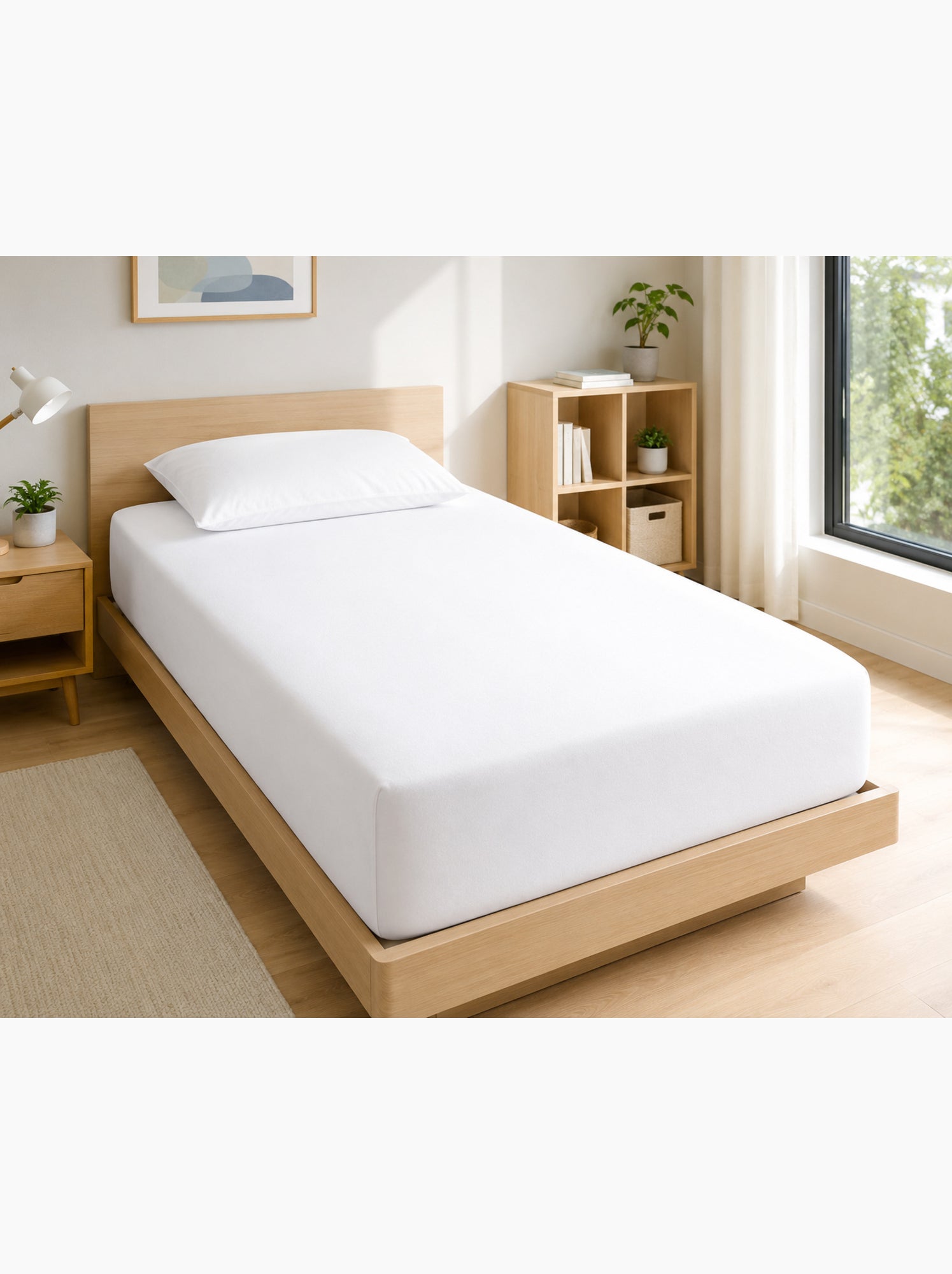 Drap housse – 100% coton 57 fils/cm² - Blanc