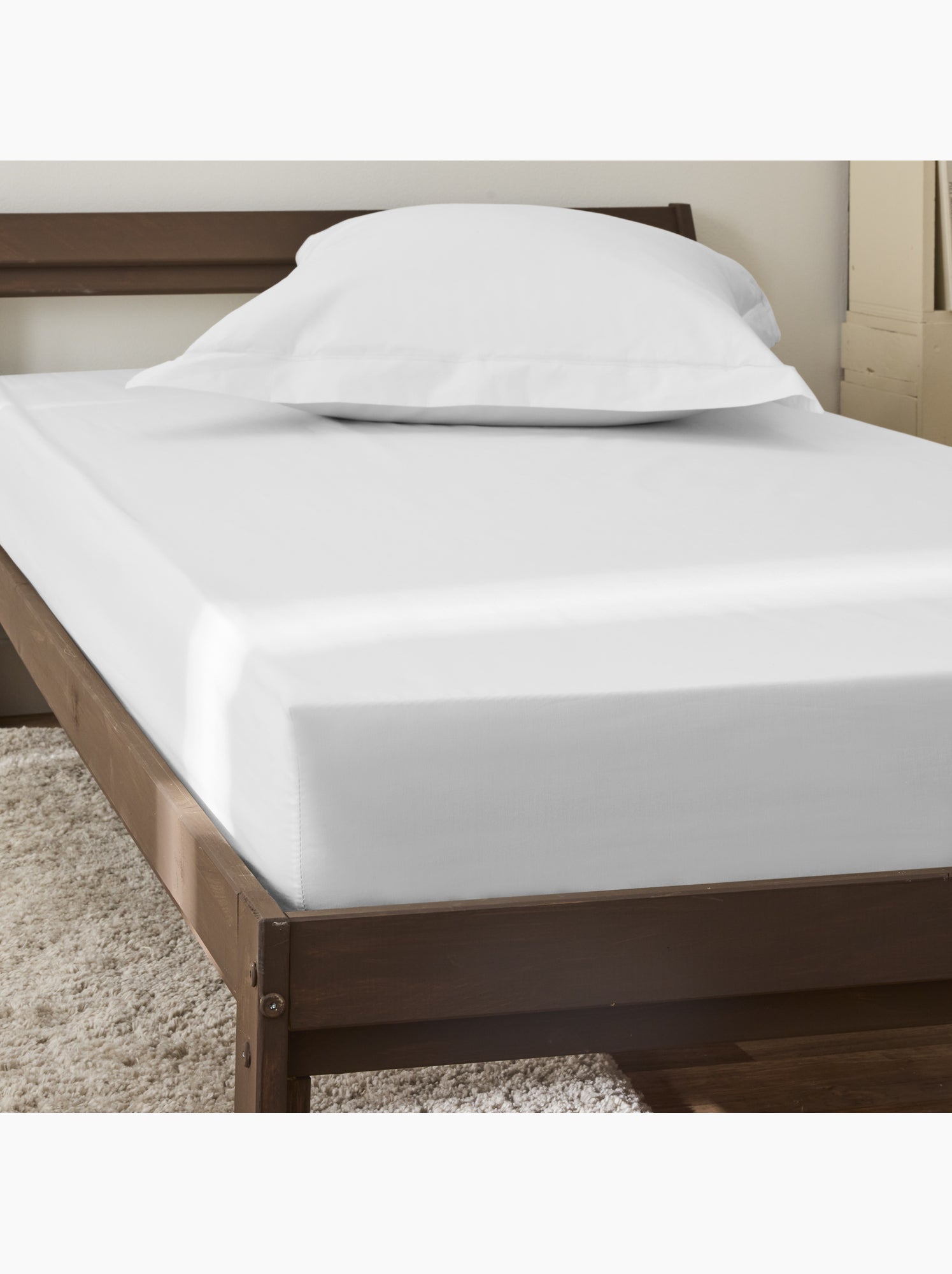 Drap housse – 100% coton 57 fils/cm² - Blanc