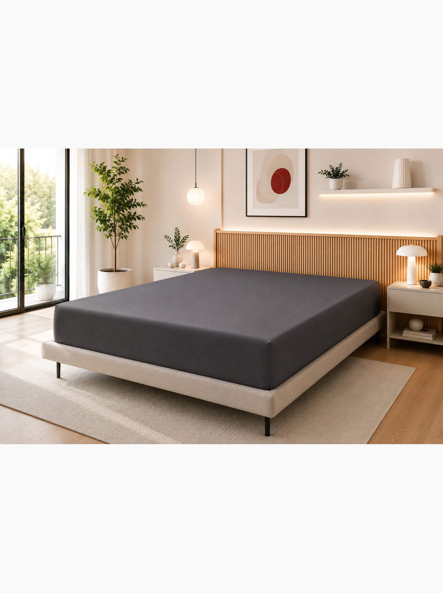 Drap housse – 100% coton 57 fils/cm² - gris anthracite