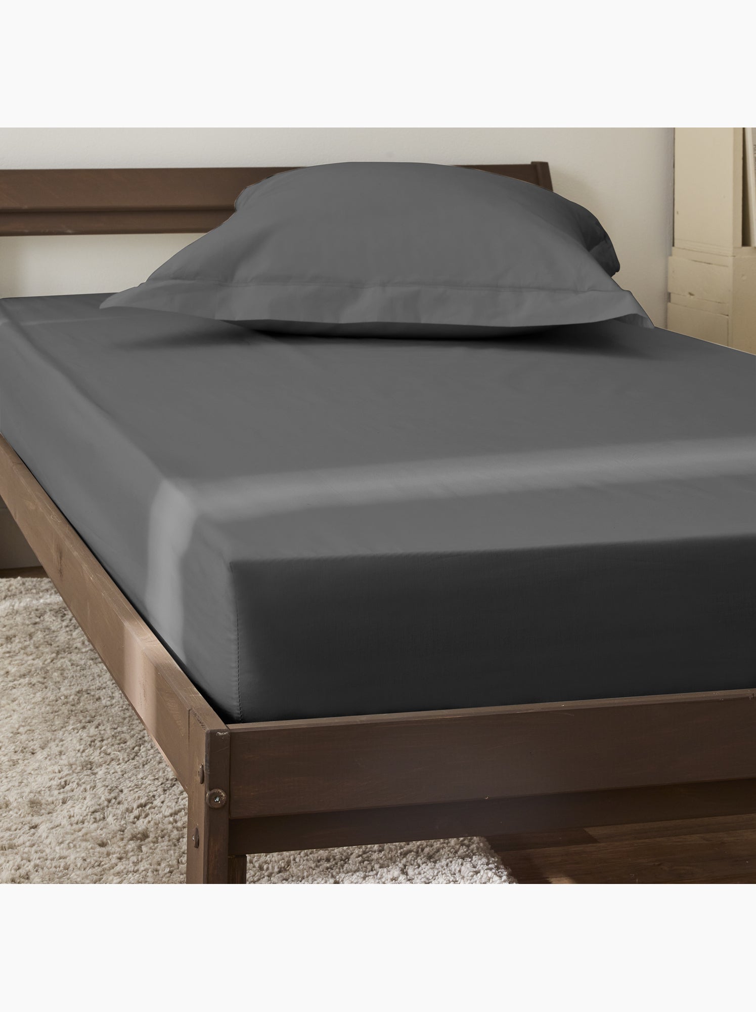 Drap housse – 100% coton 57 fils/cm² - gris anthracite