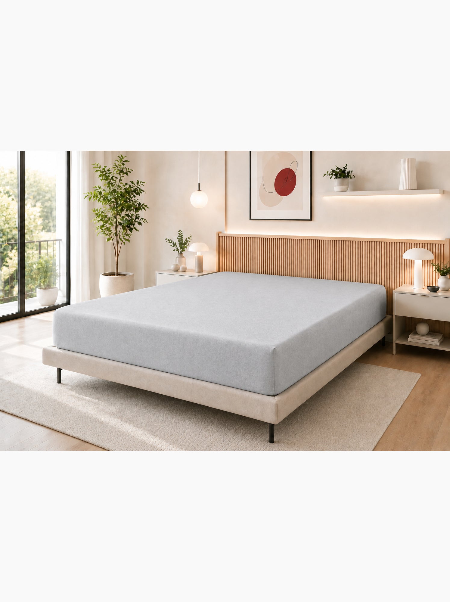 Drap housse – 100% coton 57 fils/cm² - Gris clair