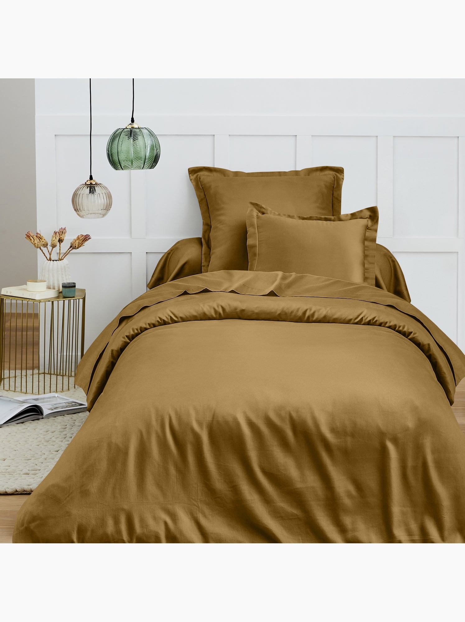 Drap housse – 100% coton 57 fils/cm² - Marron caramel