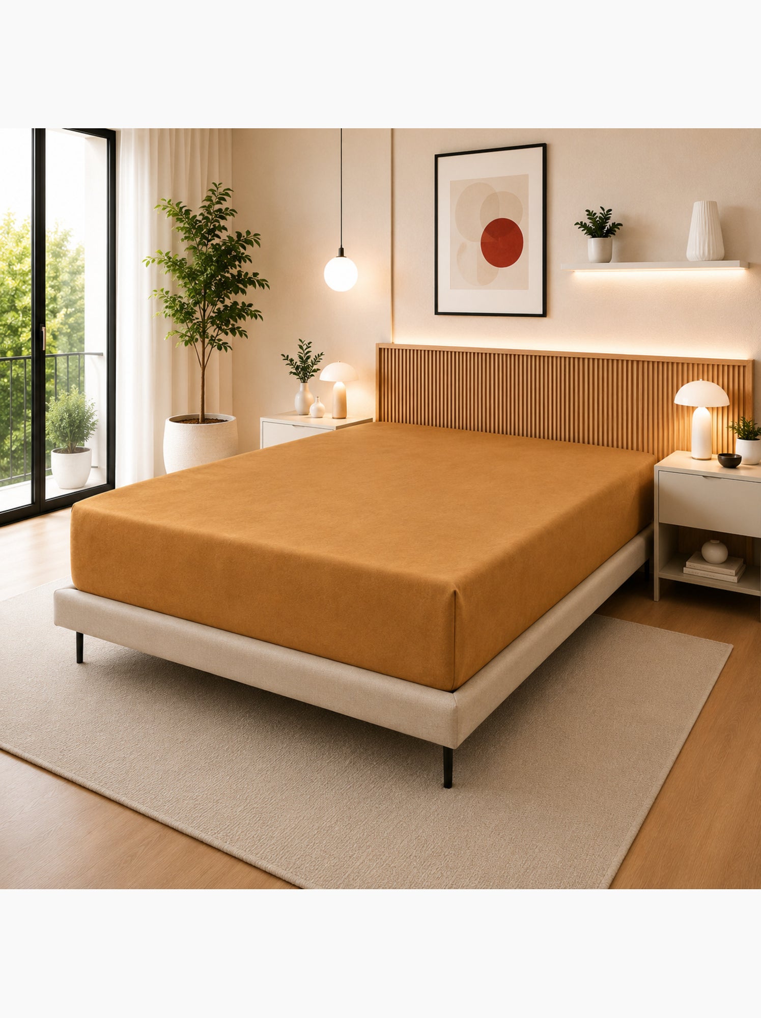 Drap housse – 100% coton 57 fils/cm² - Miel