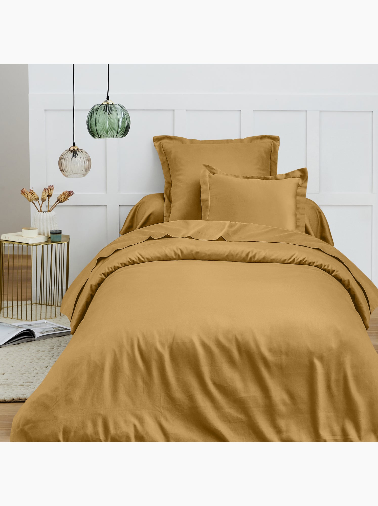 Drap housse – 100% coton 57 fils/cm² - Miel