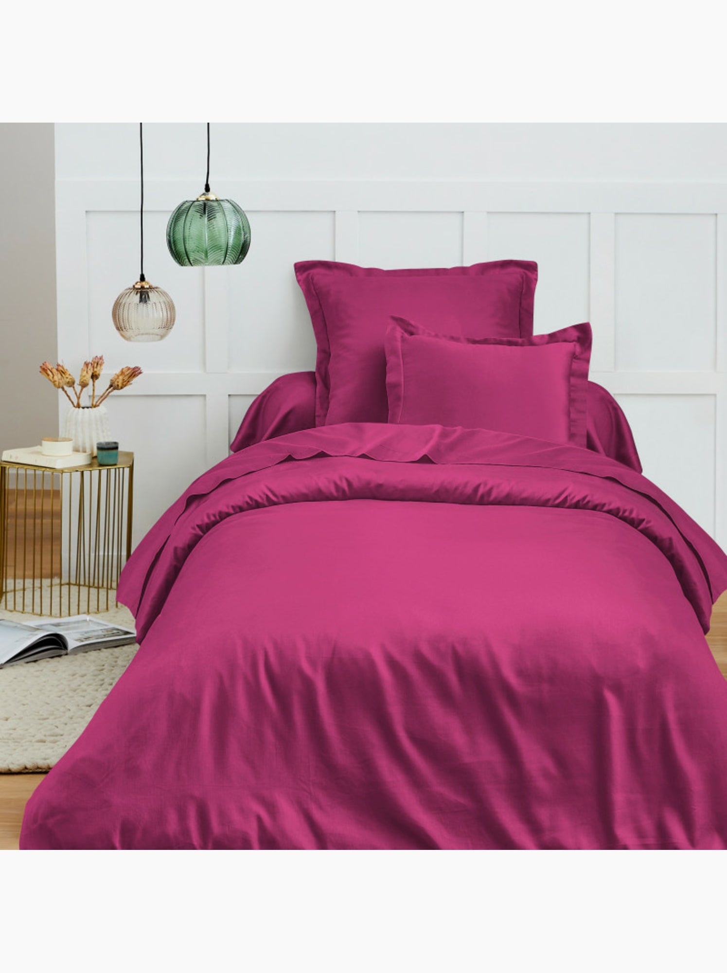 Drap housse – 100% coton 57 fils/cm² - Rose fushia