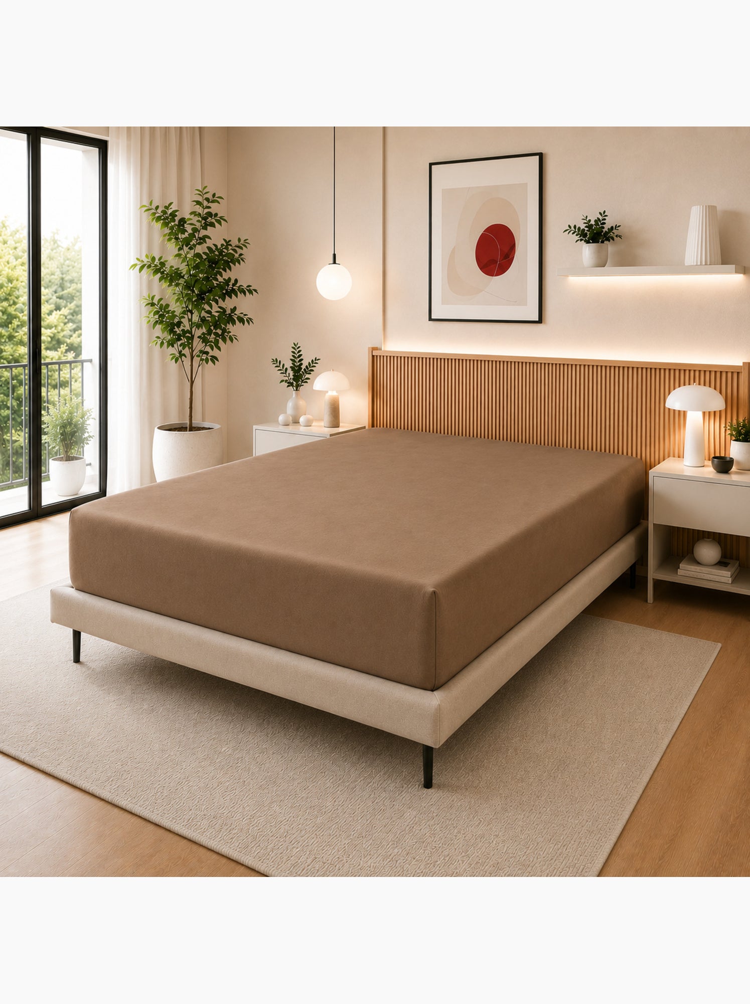 Drap housse – 100% coton 57 fils/cm² - Taupe
