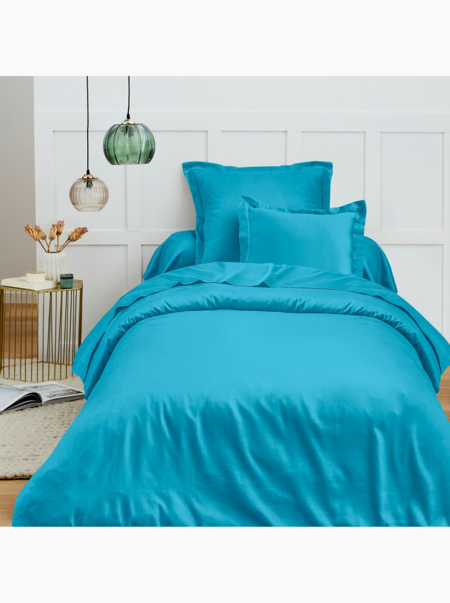 Drap housse – 100% coton 57 fils/cm² - Turquoise