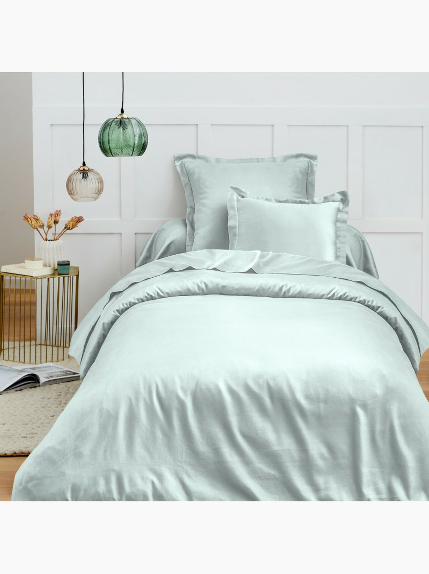Drap housse – 100% coton 57 fils/cm² - Vert clair