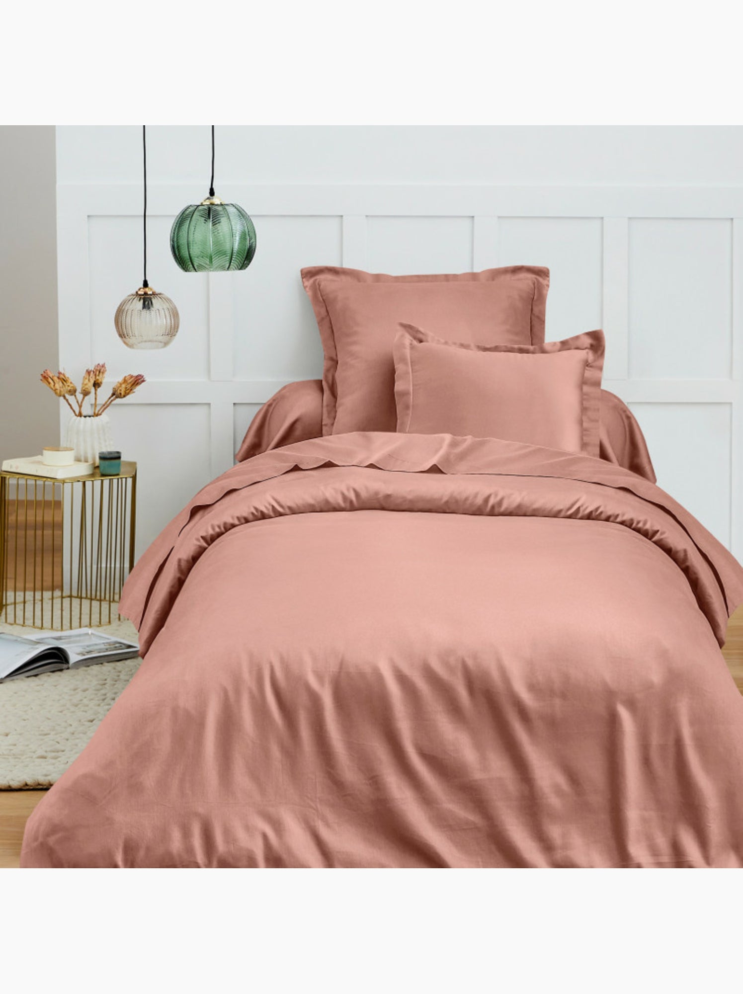 Drap housse – 100% coton 57 fils/cm² - Vieux rose