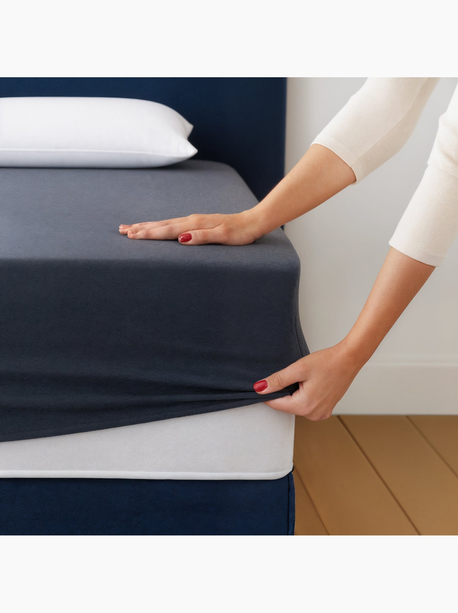 Drap Housse 2 en 1 - Alèse Imperméable intégrée - Coloris Poudre - DODO - Gris foncé