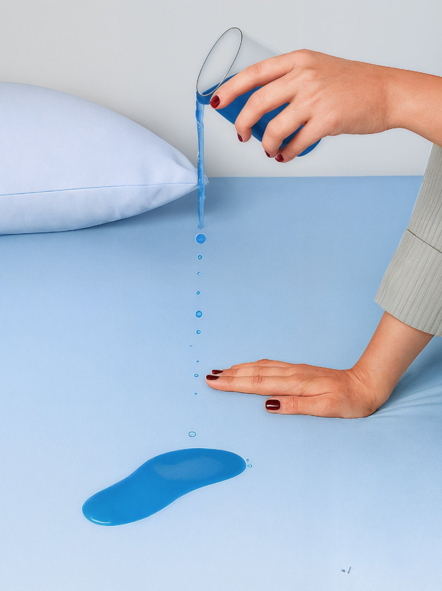 Drap Housse 2 en 1 - Alèse Imperméable intégrée - Coloris Poudre - DODO - Bleu clair