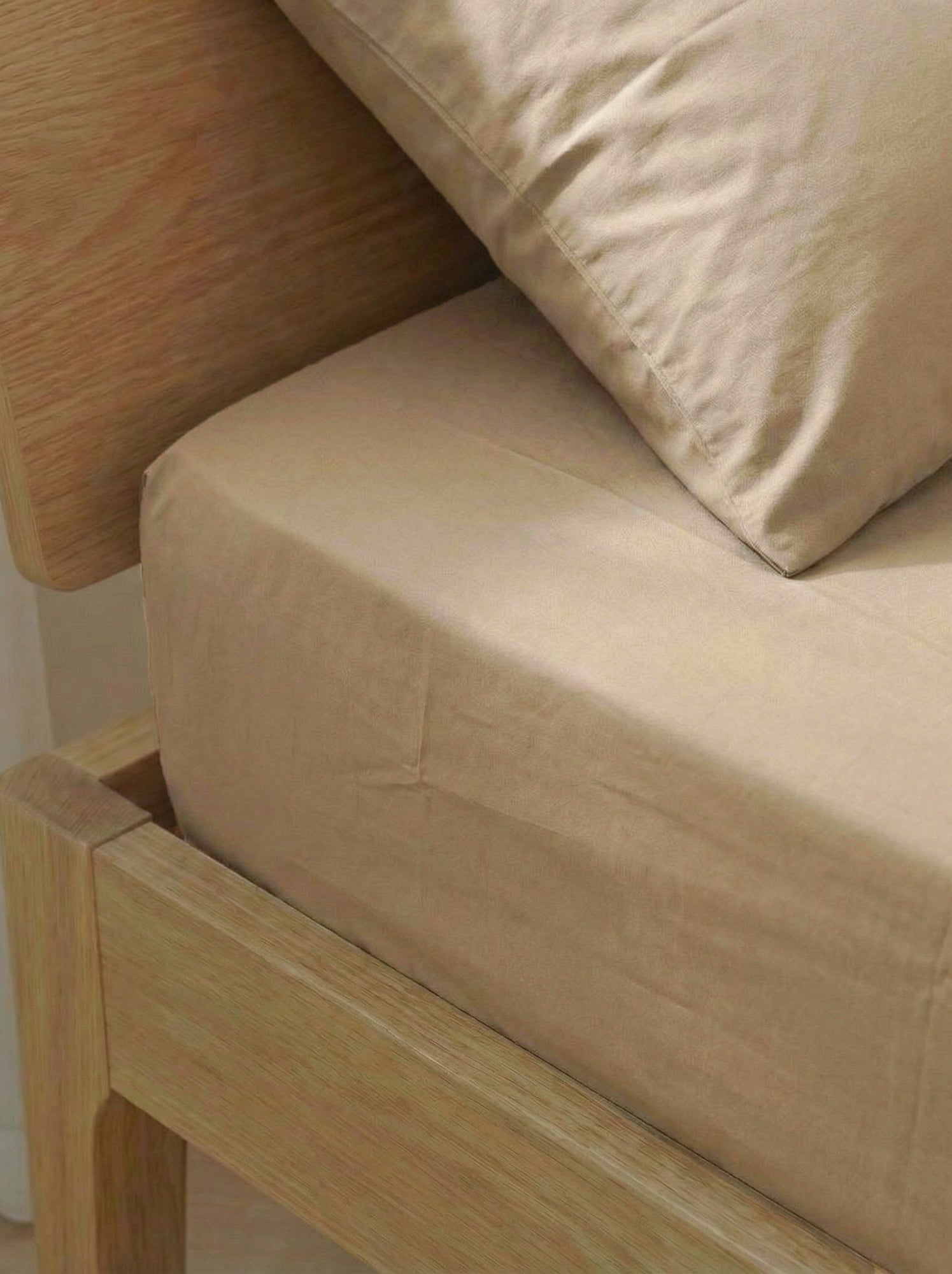 Drap housse uni 140 x 200 cm en coton - Beige