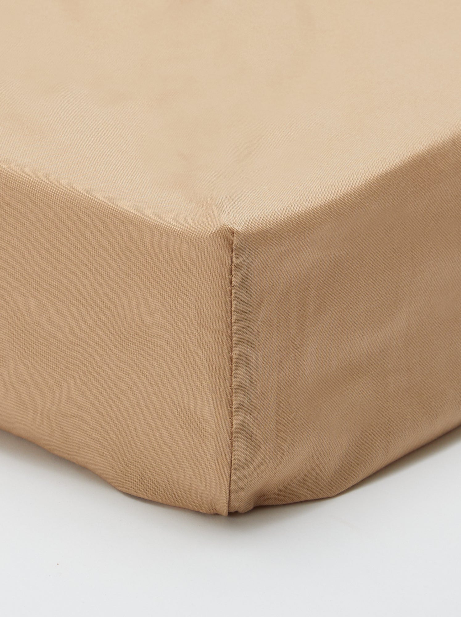 Drap housse uni 140 x 200 cm en coton - Beige
