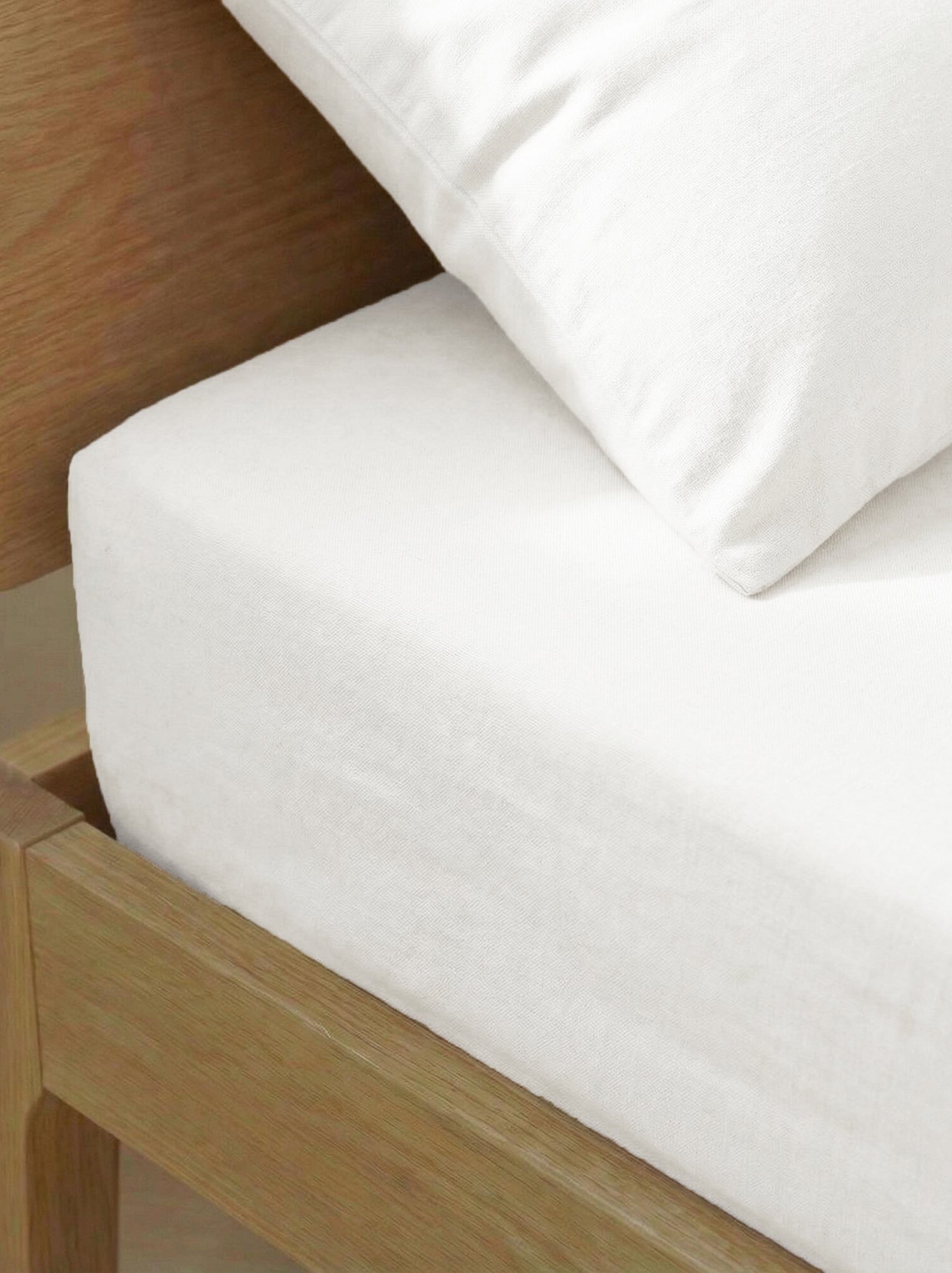 Drap housse 1 personne 90 x 190 en coton - Blanc