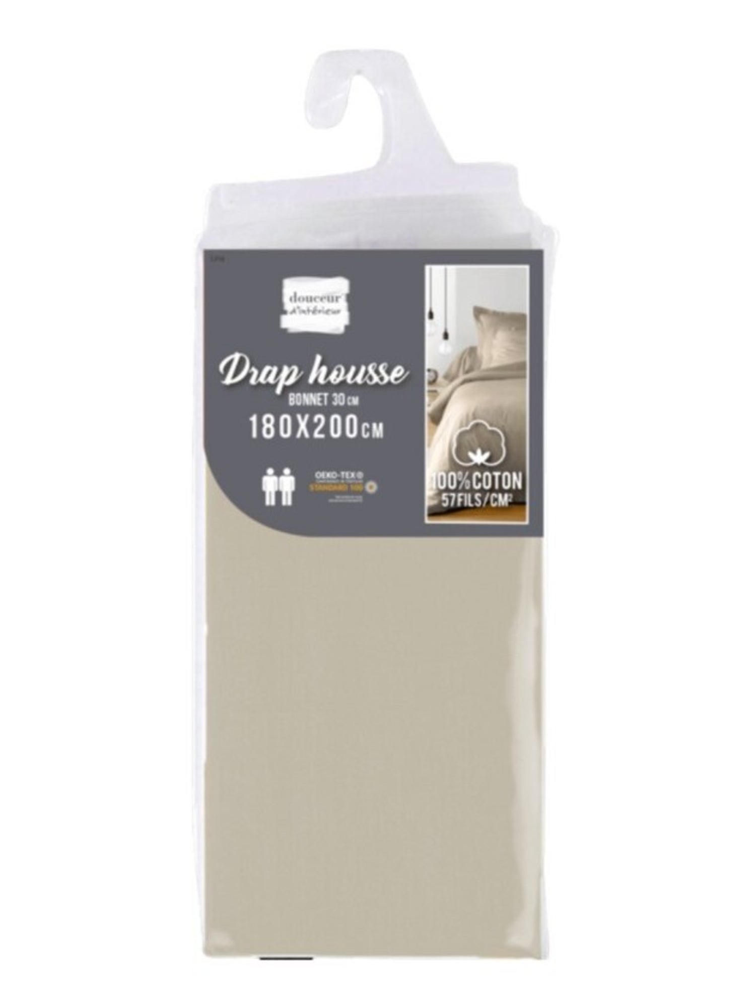 Drap housse coton lina douceur d'intérieur - Beige