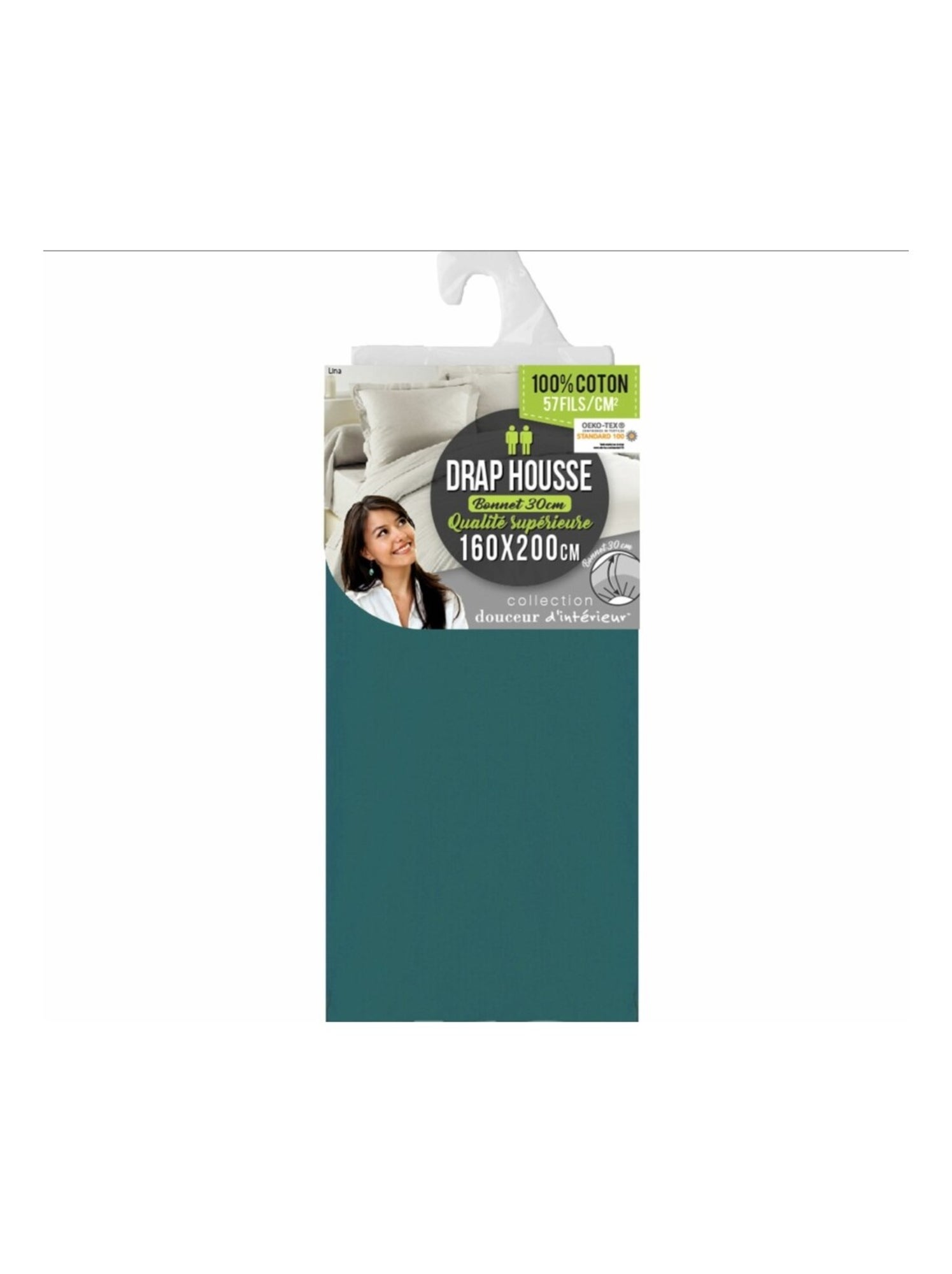 Drap housse coton lina douceur d'intérieur - Bleu pétrole