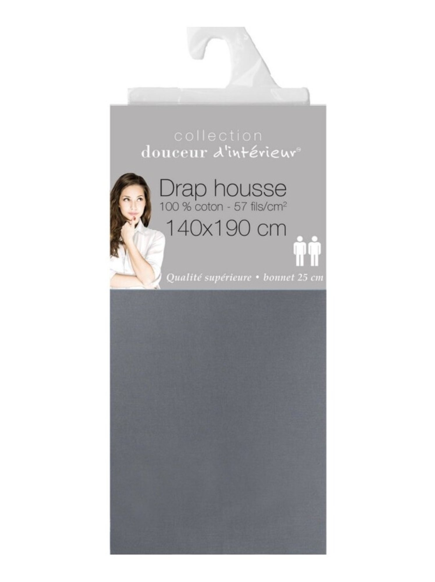 Drap housse coton lina douceur d'intérieur - gris anthracite