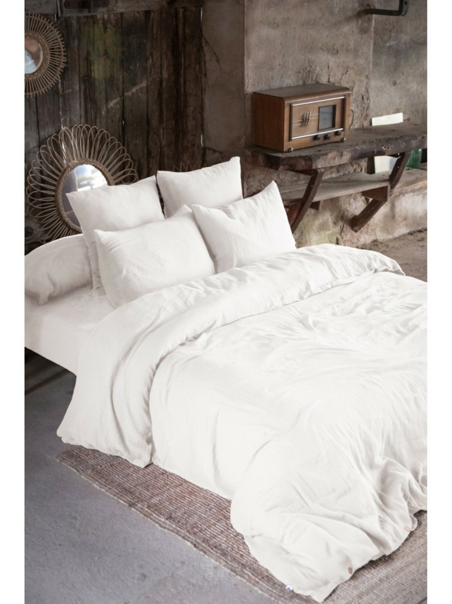 Drap-housse – double gaze de coton 125 g/m² – bonnet 30 cm - gaïa - Blanc