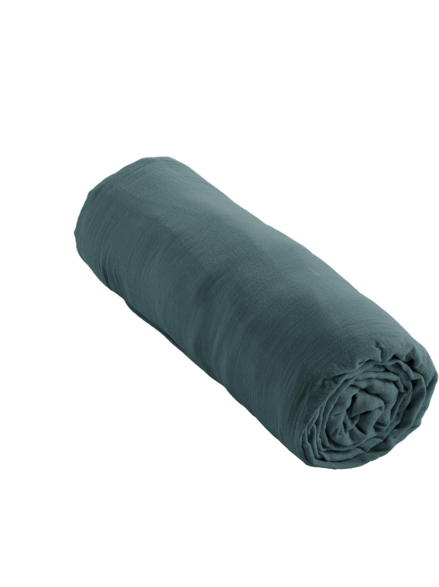 Drap-housse – double gaze de coton 125 g/m² – bonnet 30 cm - gaïa - Bleu canard