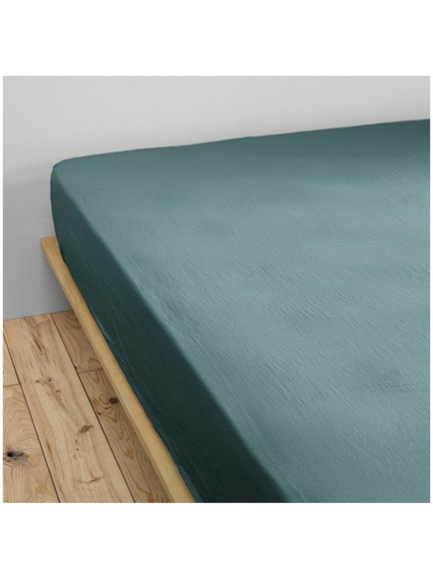Drap-housse – double gaze de coton 125 g/m² – bonnet 30 cm - gaïa - Bleu canard