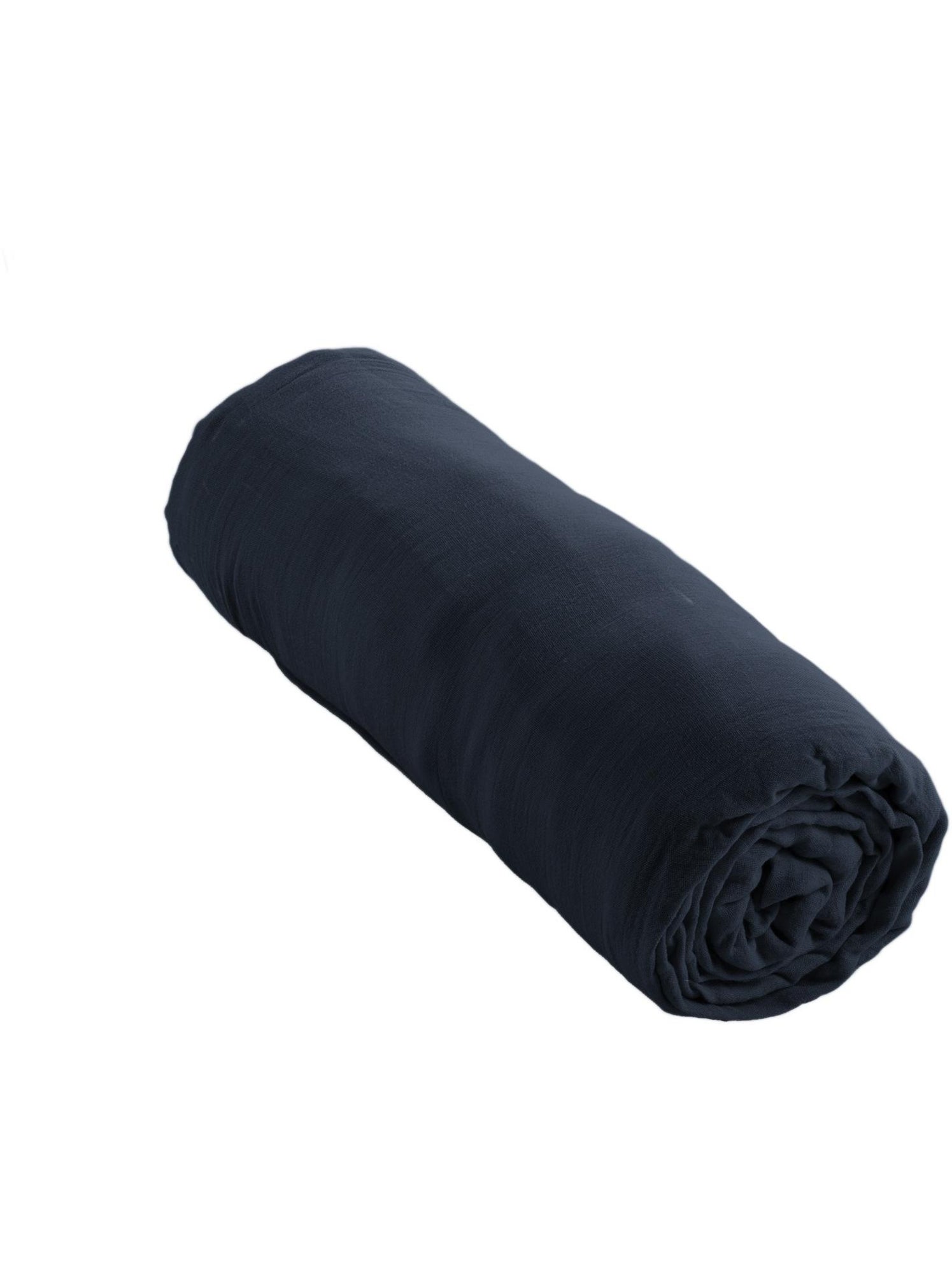 Drap-housse – double gaze de coton 125 g/m² – bonnet 30 cm - gaïa - Bleu foncé