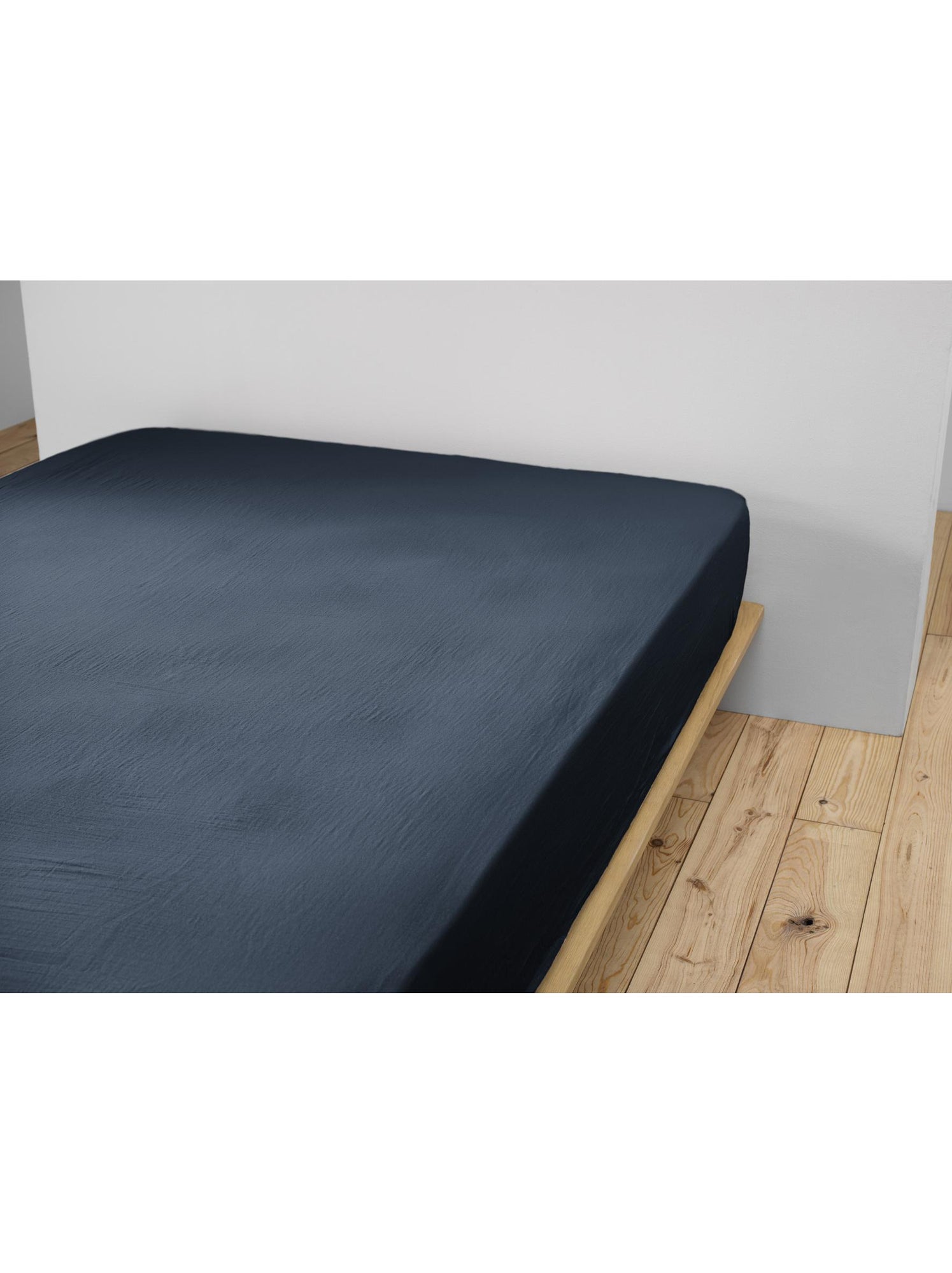 Drap-housse – double gaze de coton 125 g/m² – bonnet 30 cm - gaïa - Bleu foncé