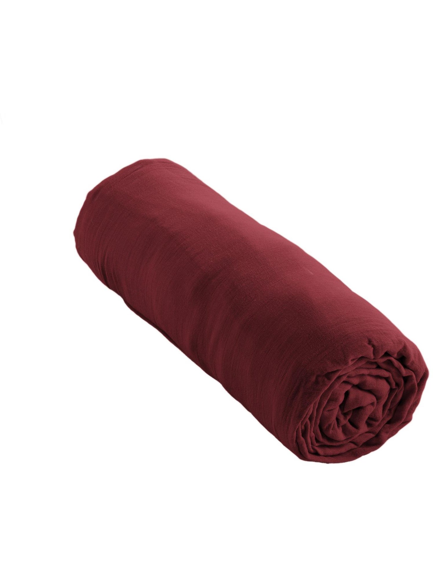 Drap-housse – double gaze de coton 125 g/m² – bonnet 30 cm - gaïa - Bordeaux
