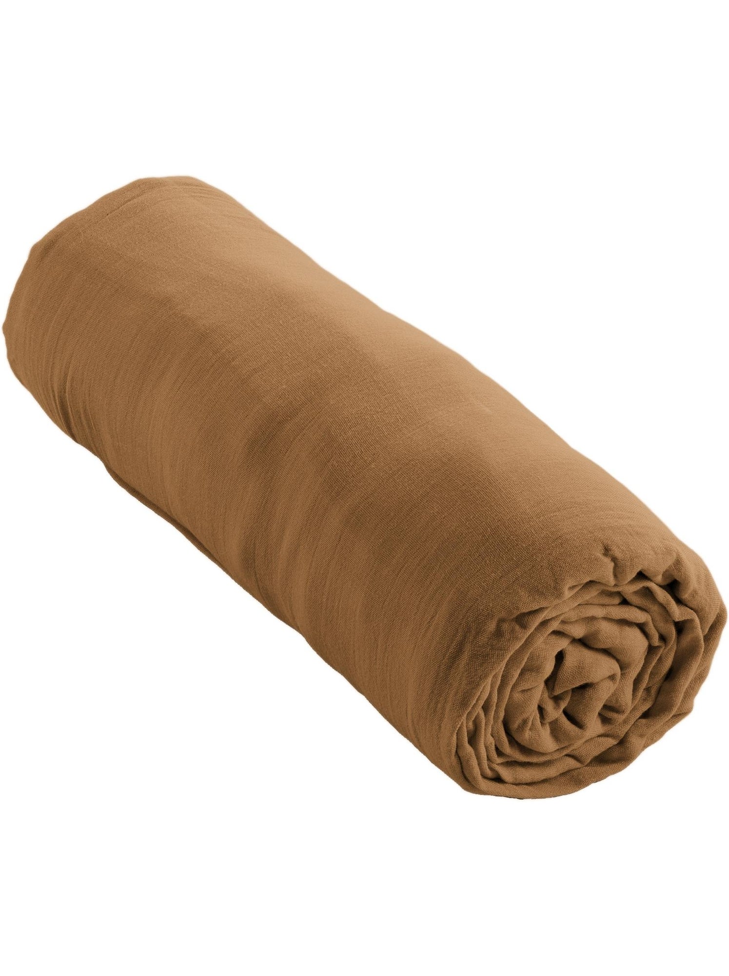 Drap-housse – double gaze de coton 125 g/m² – bonnet 30 cm - gaïa - Camel