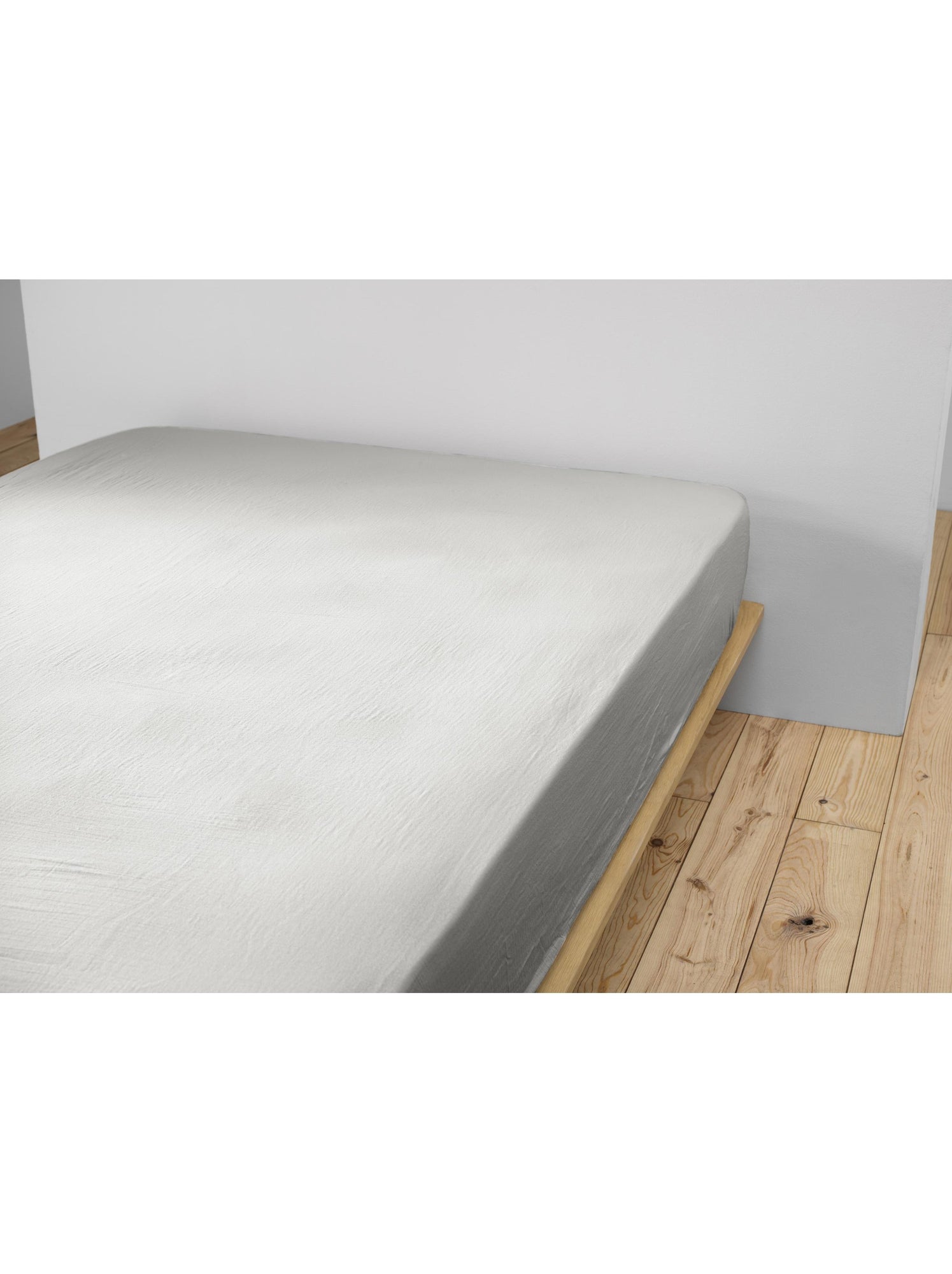 Drap-housse – double gaze de coton 125 g/m² – bonnet 30 cm - gaïa - Gris nuage