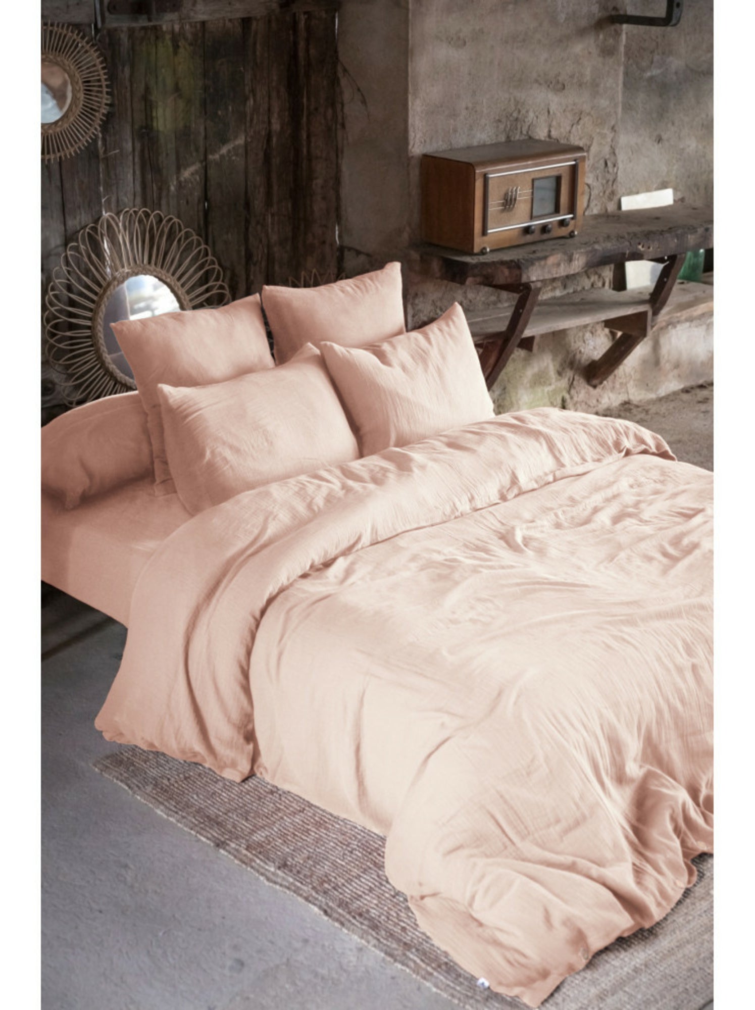 Drap-housse – double gaze de coton 125 g/m² – bonnet 30 cm - gaïa - Rose