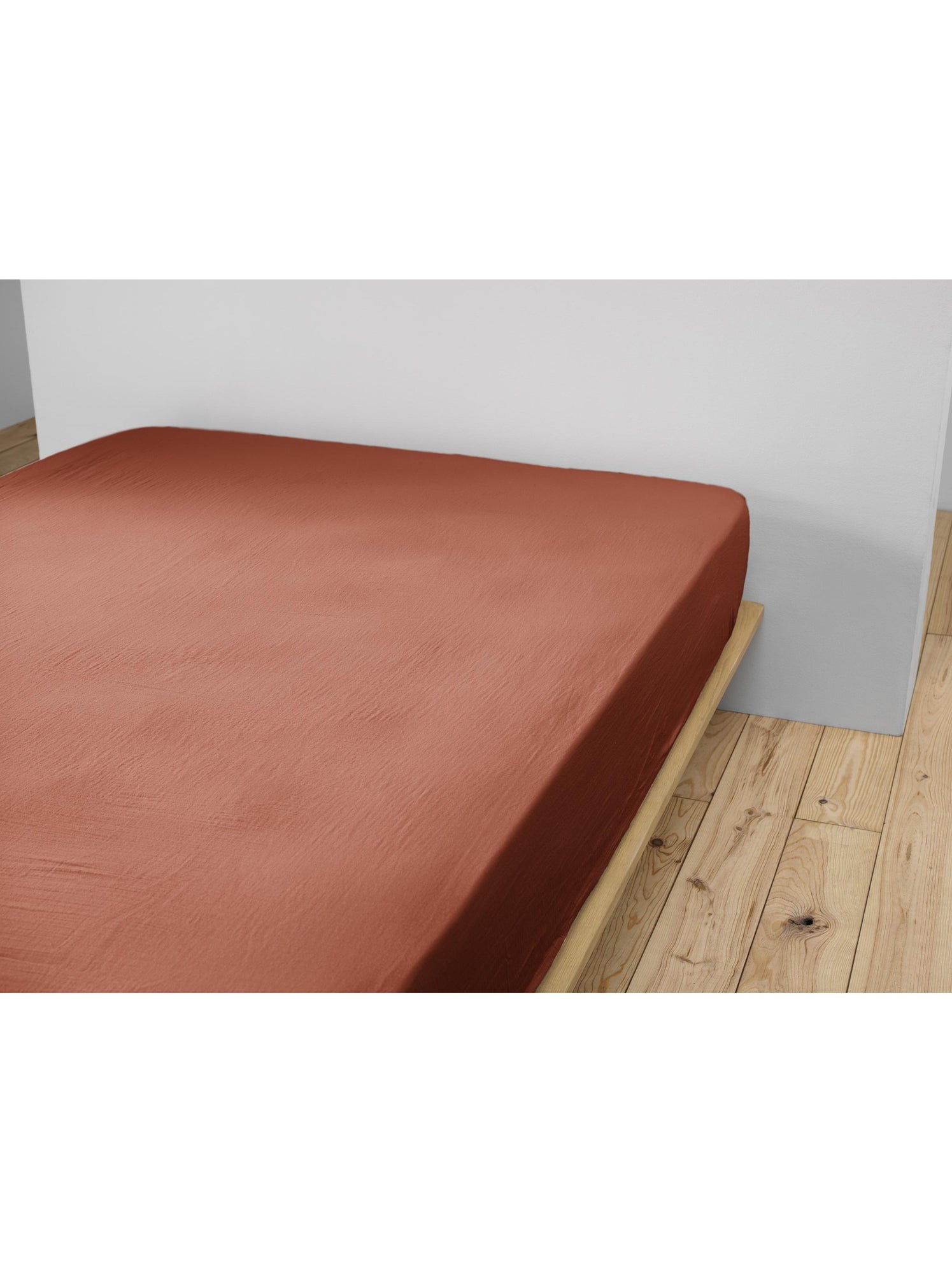Drap-housse – double gaze de coton 125 g/m² – bonnet 30 cm - gaïa - Terracotta