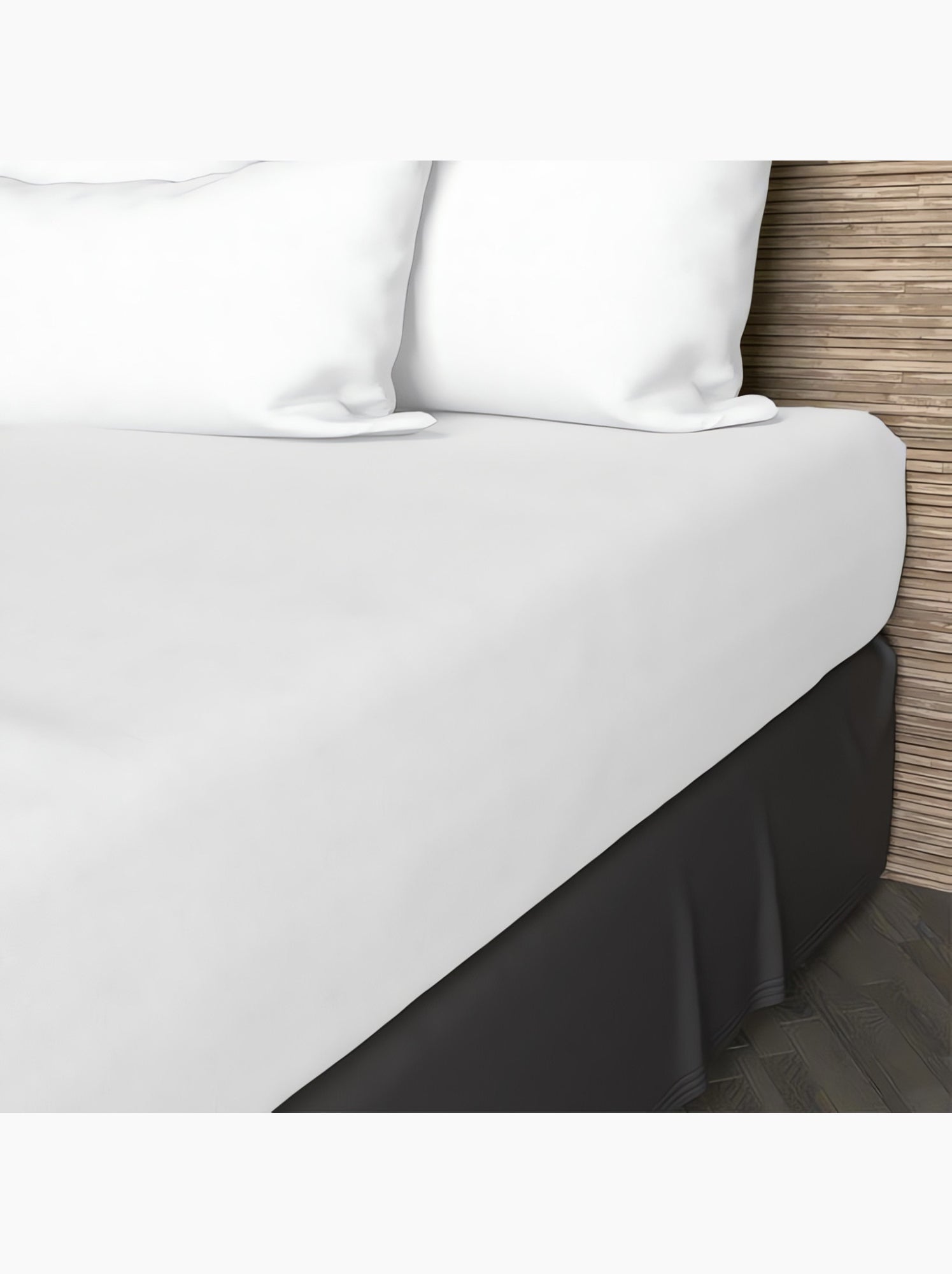 Drap housse en coton 57 fils uni, par soleil d'ocre - Blanc