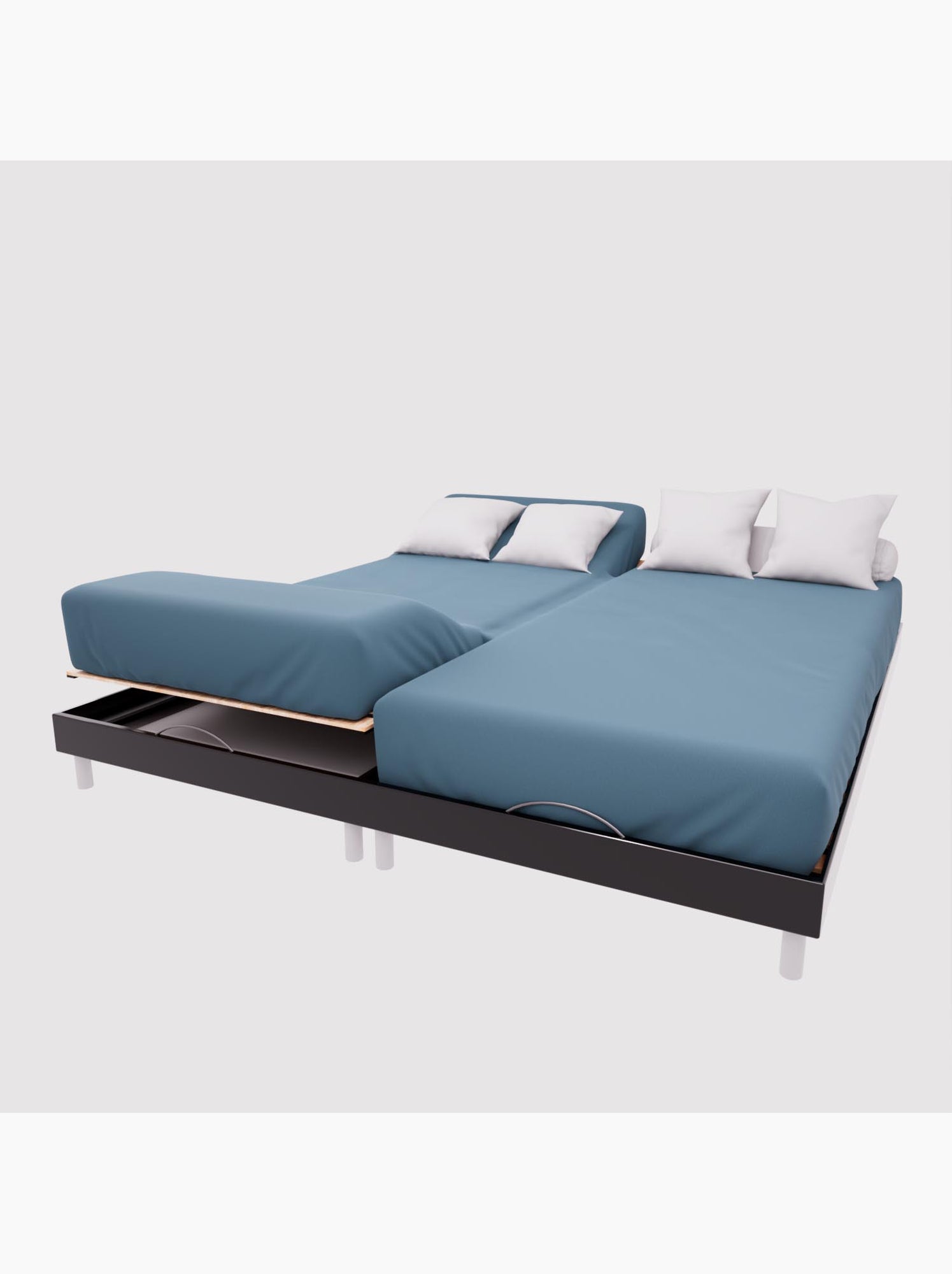 Drap housse en coton 57 fils uni, par soleil d'ocre - Bleu