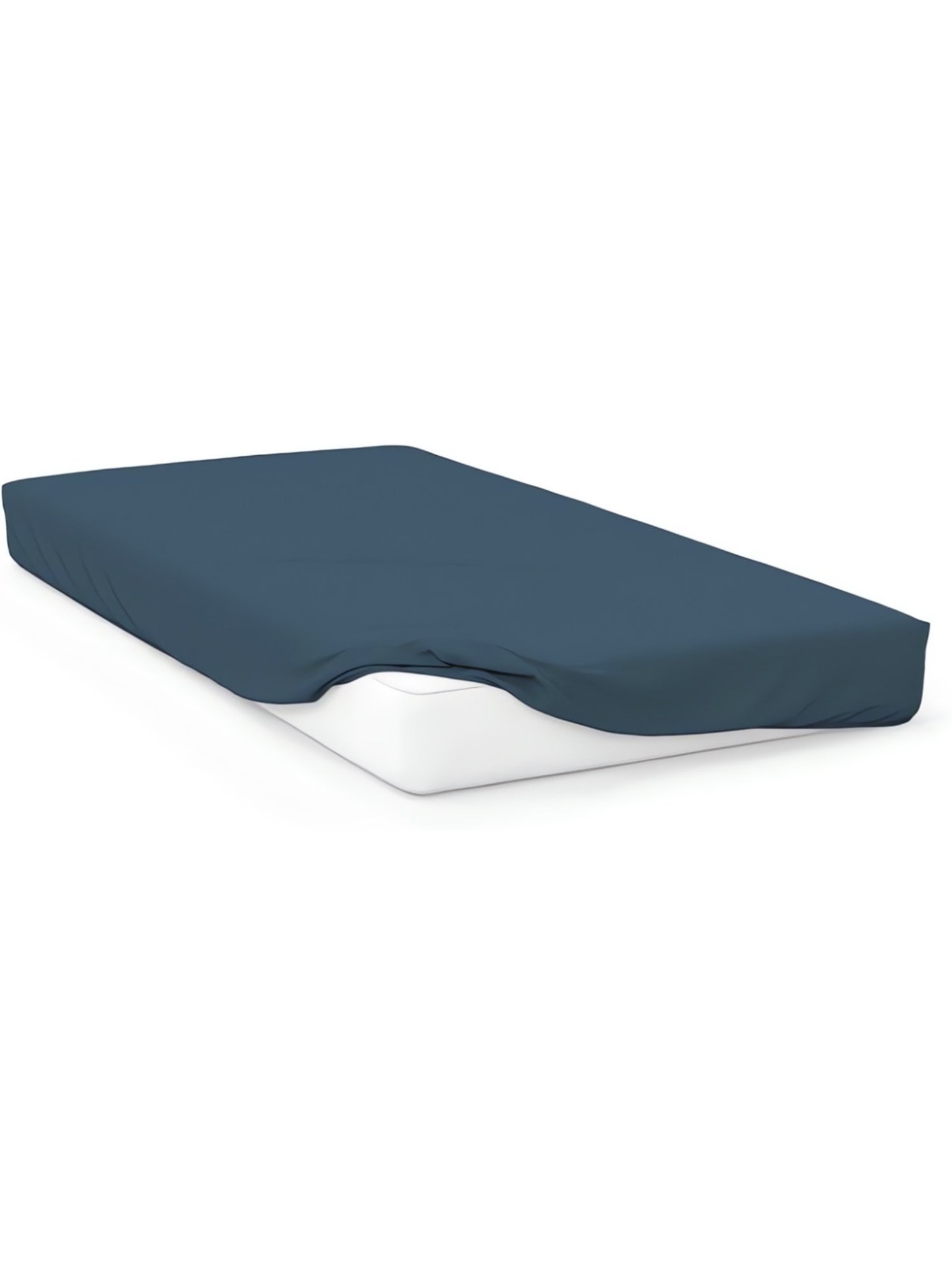 Drap housse en coton 57 fils uni, par soleil d'ocre - Bleu