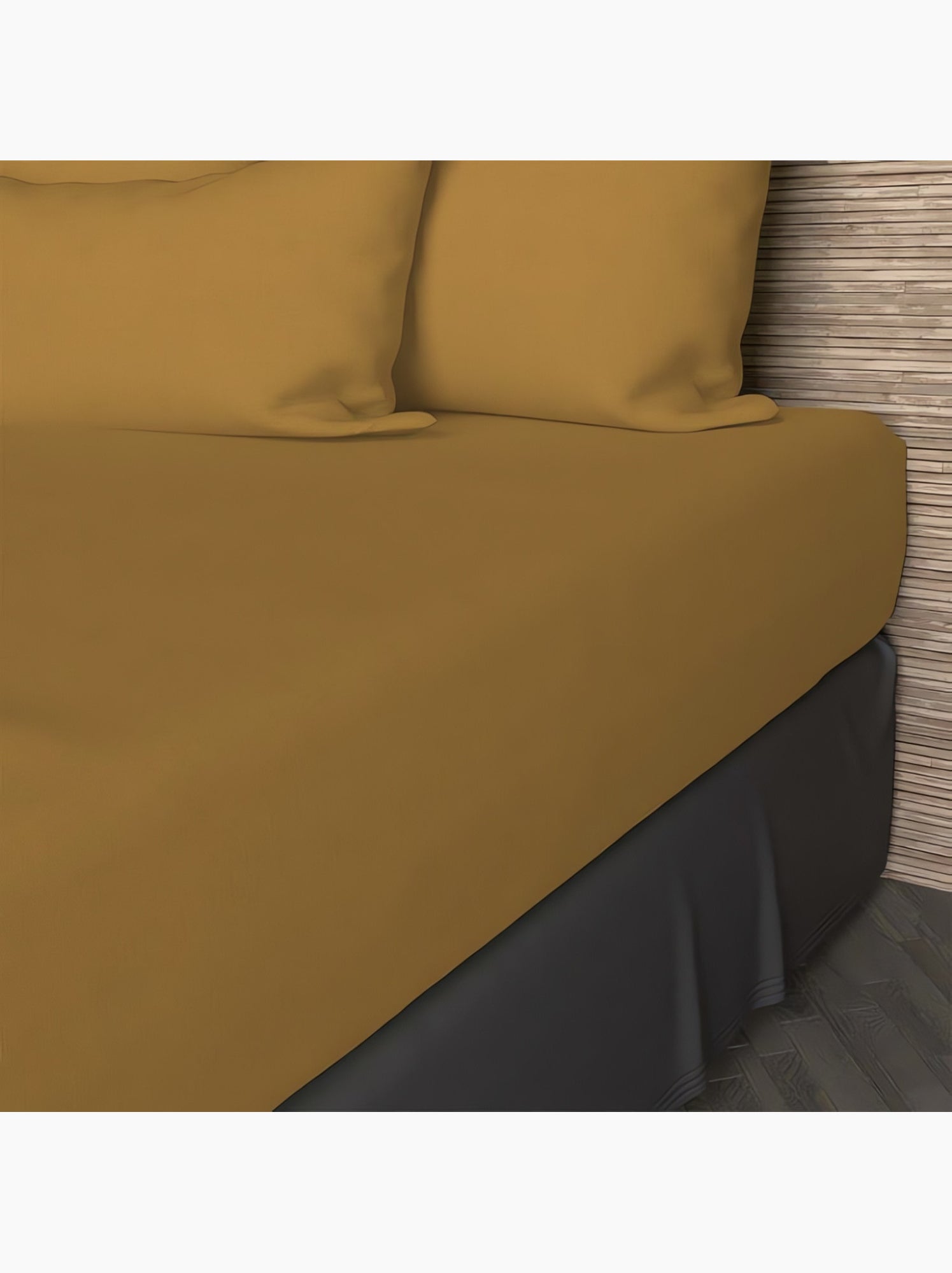 Drap housse en coton 57 fils uni, par soleil d'ocre - Jaune