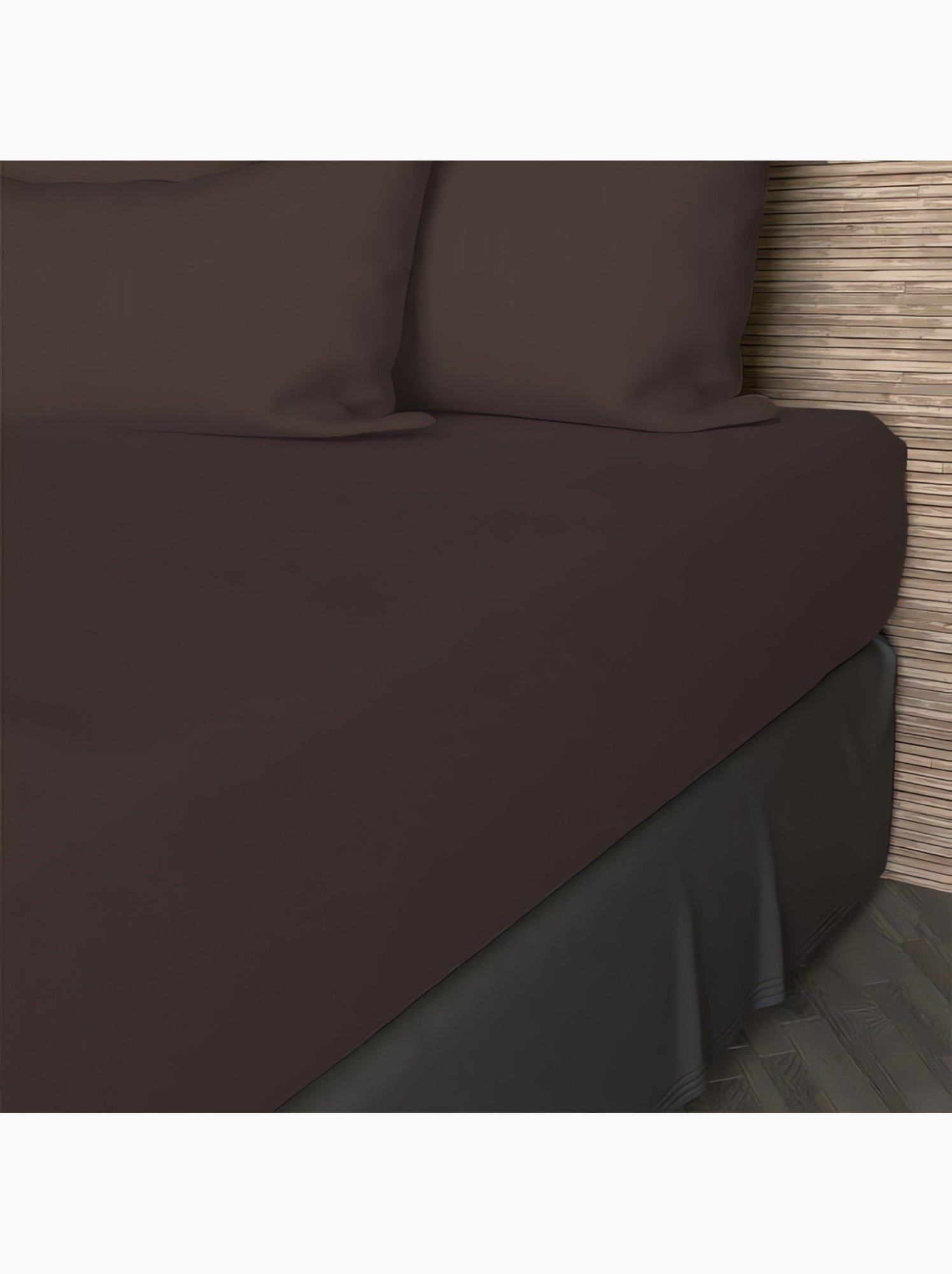 Drap housse en coton 57 fils uni, par soleil d'ocre - Marron