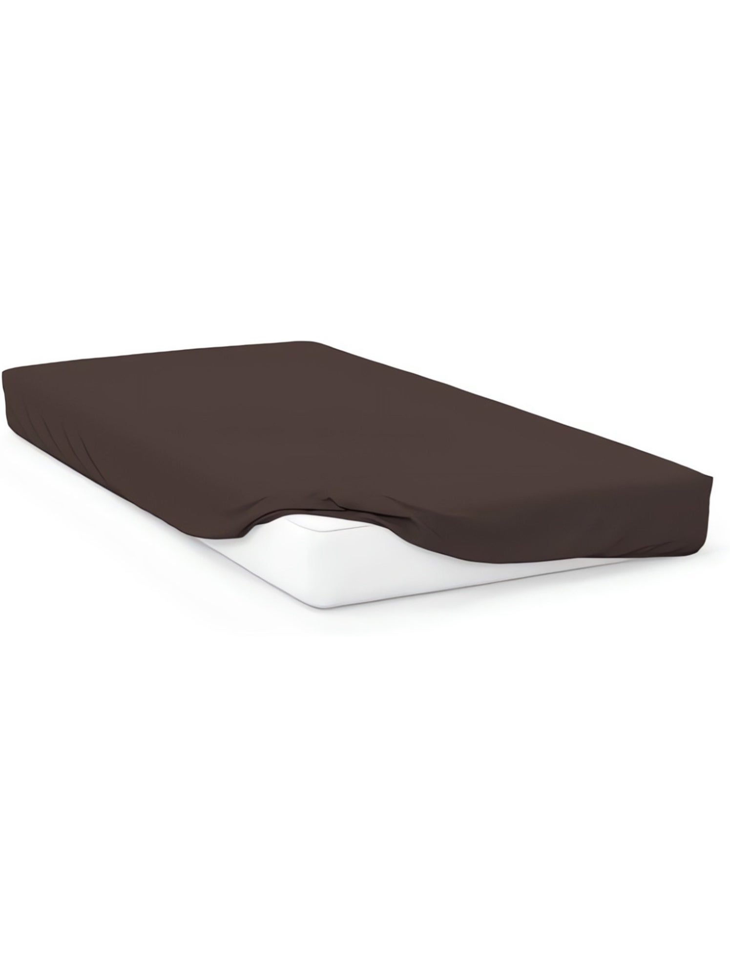 Drap housse en coton 57 fils uni, par soleil d'ocre - Marron