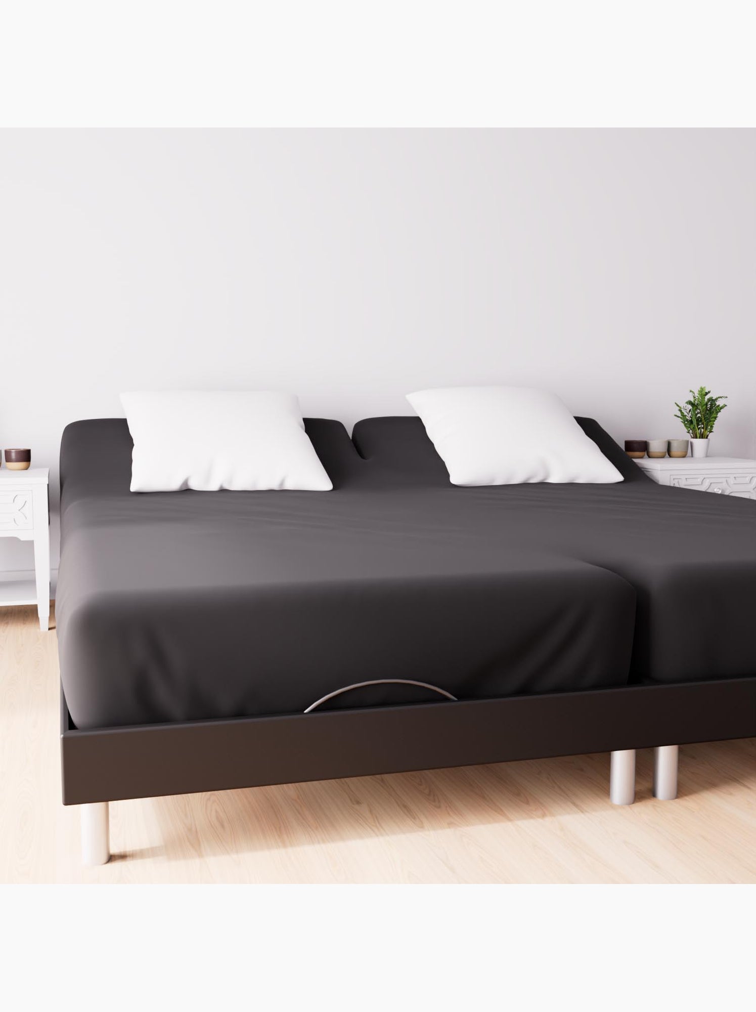 Drap housse en coton 57 fils uni, par soleil d'ocre - Noir