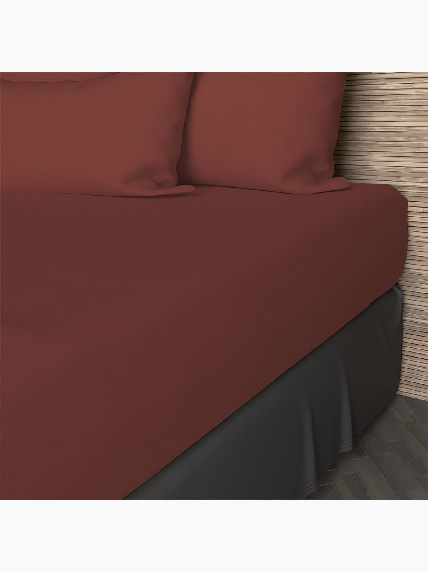 Drap housse en coton 57 fils uni, par soleil d'ocre - Rouge brique
