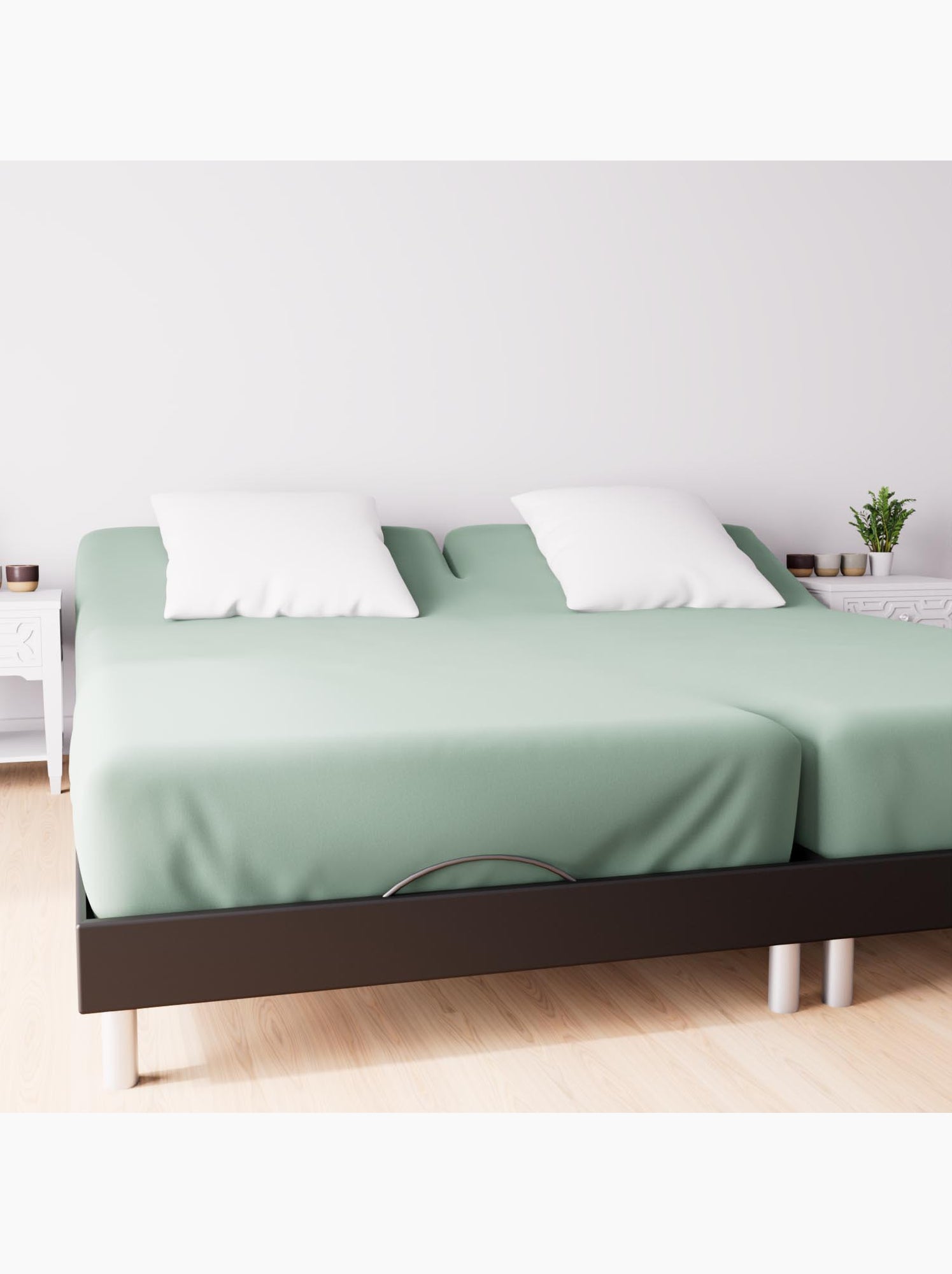 Drap housse en coton 57 fils uni, par soleil d'ocre - Vert