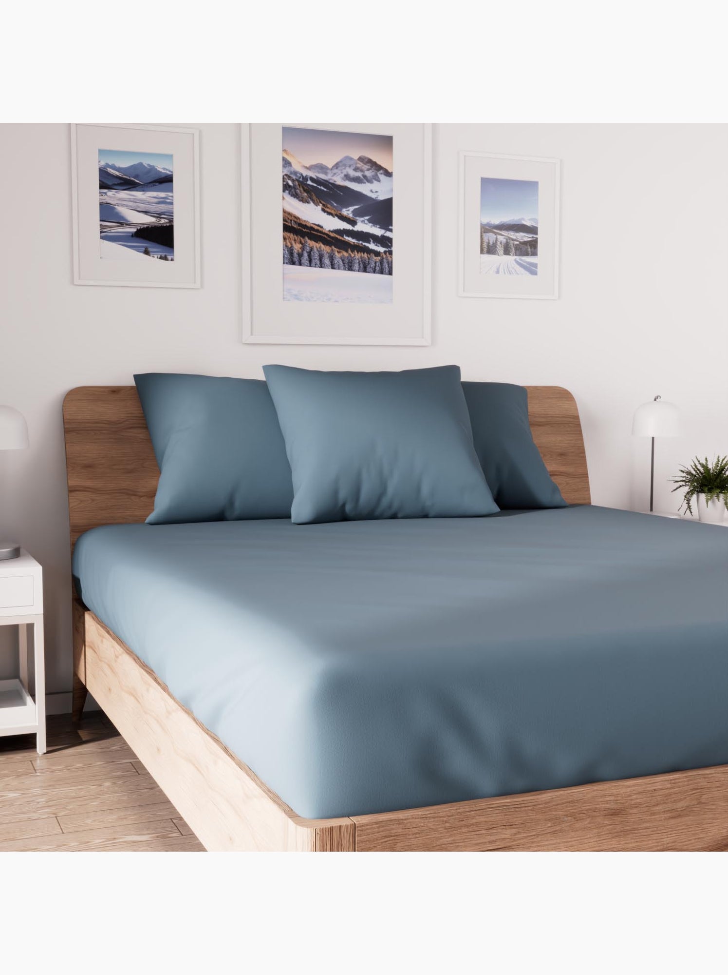 Drap housse en coton jersey, par soleil d'ocre - Bleu
