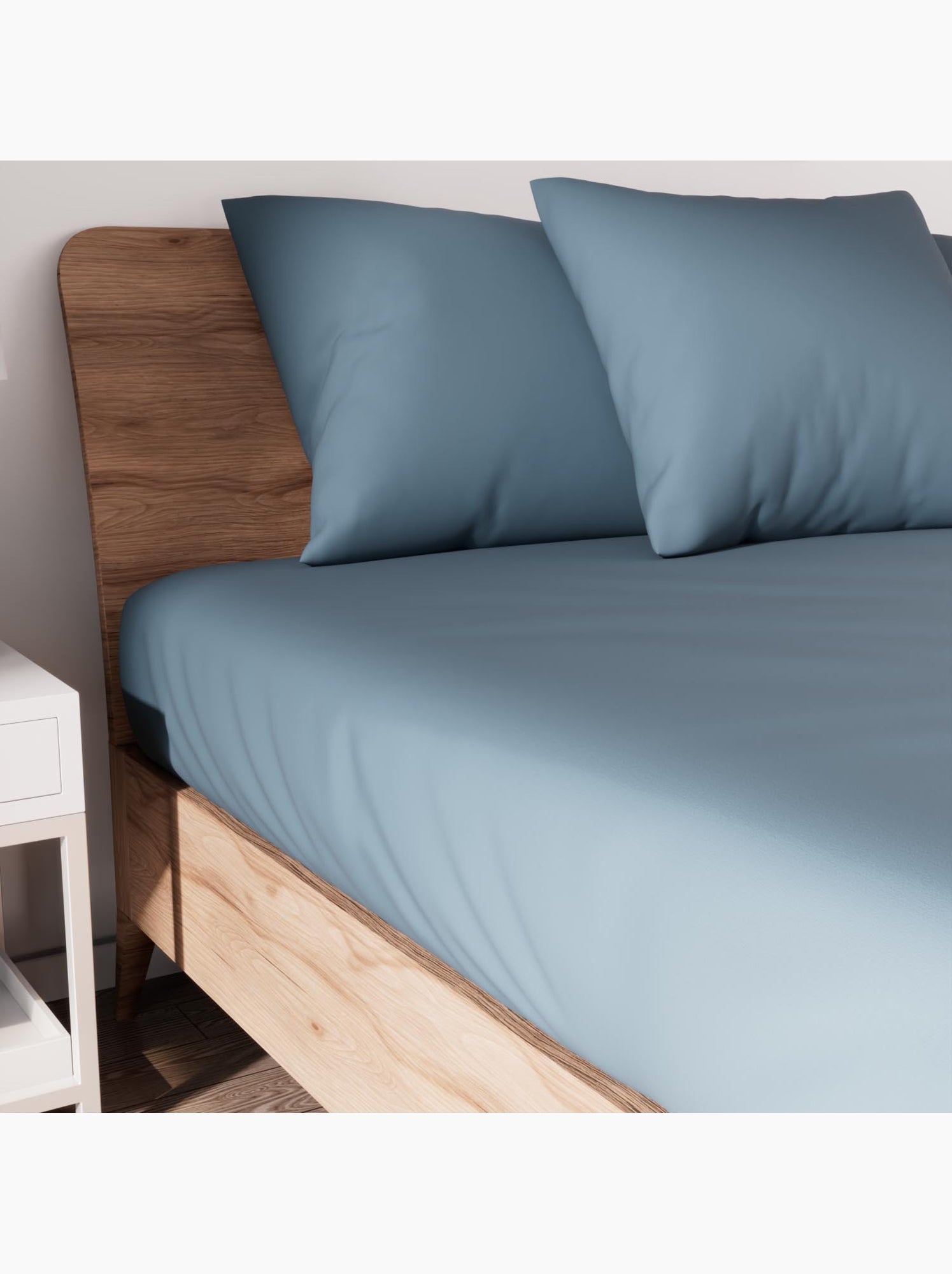 Drap housse en coton jersey, par soleil d'ocre - Bleu